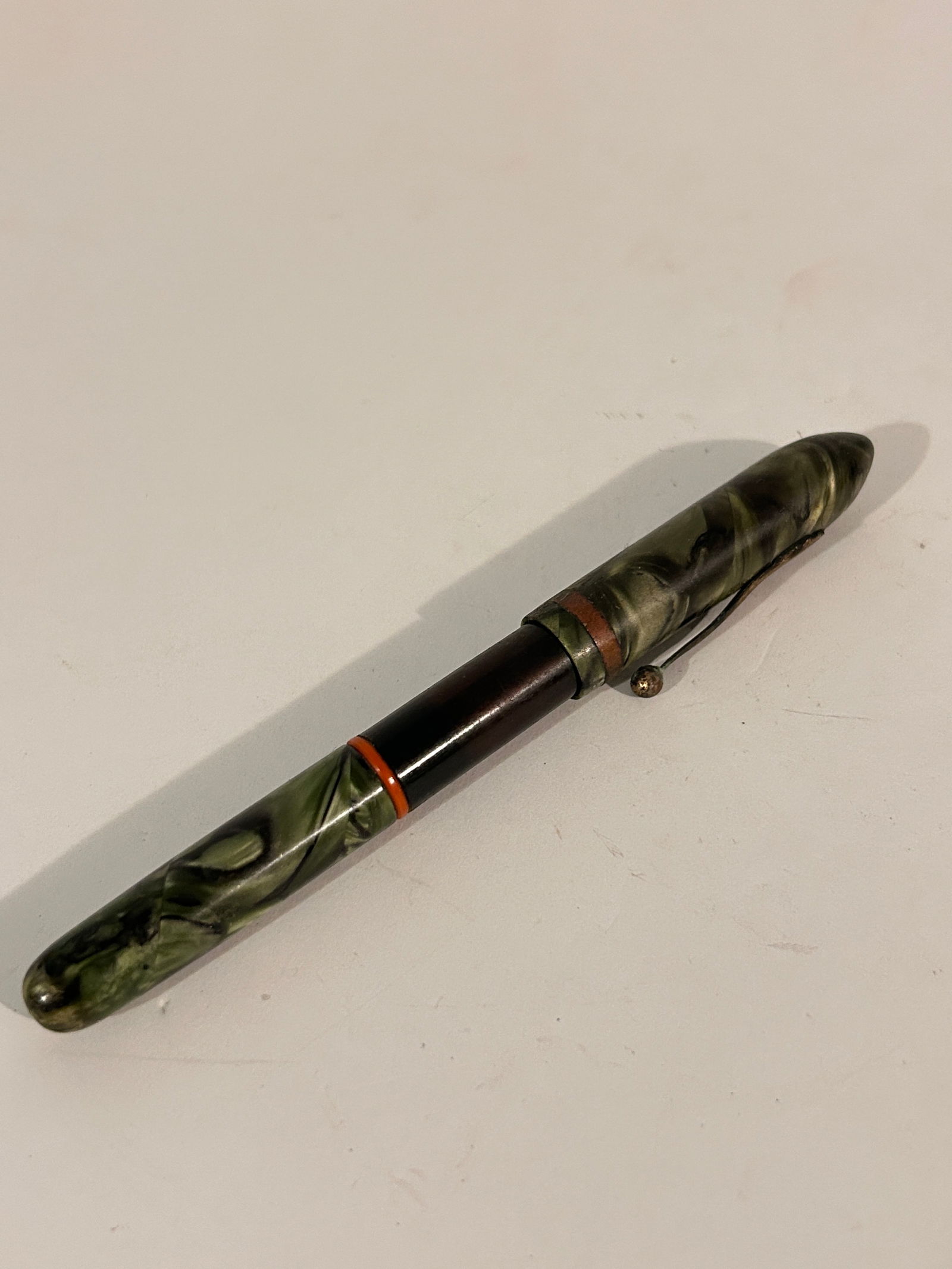 Vintage DuPont fountain pen in fancy multicolored marble finish needs new nib (1 of 5)