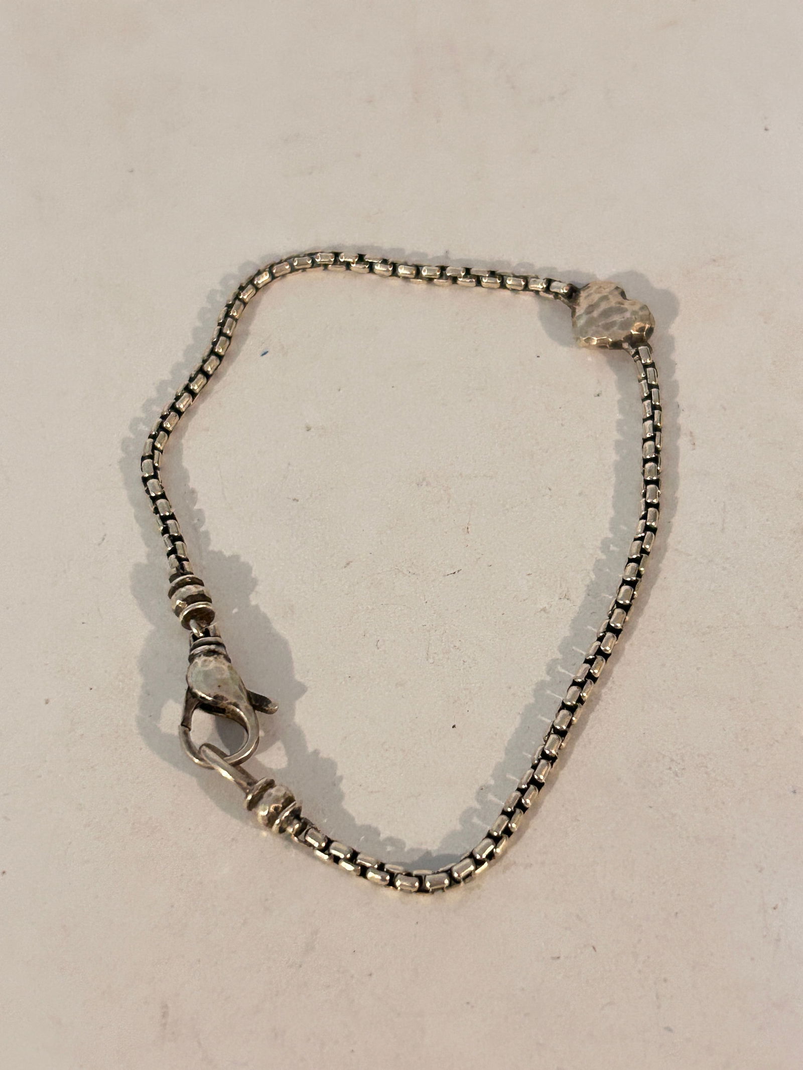 JAI By John Hardy Sterling Silver Heart Box Chain Bracelet 9" 9 grams (1 of 4)