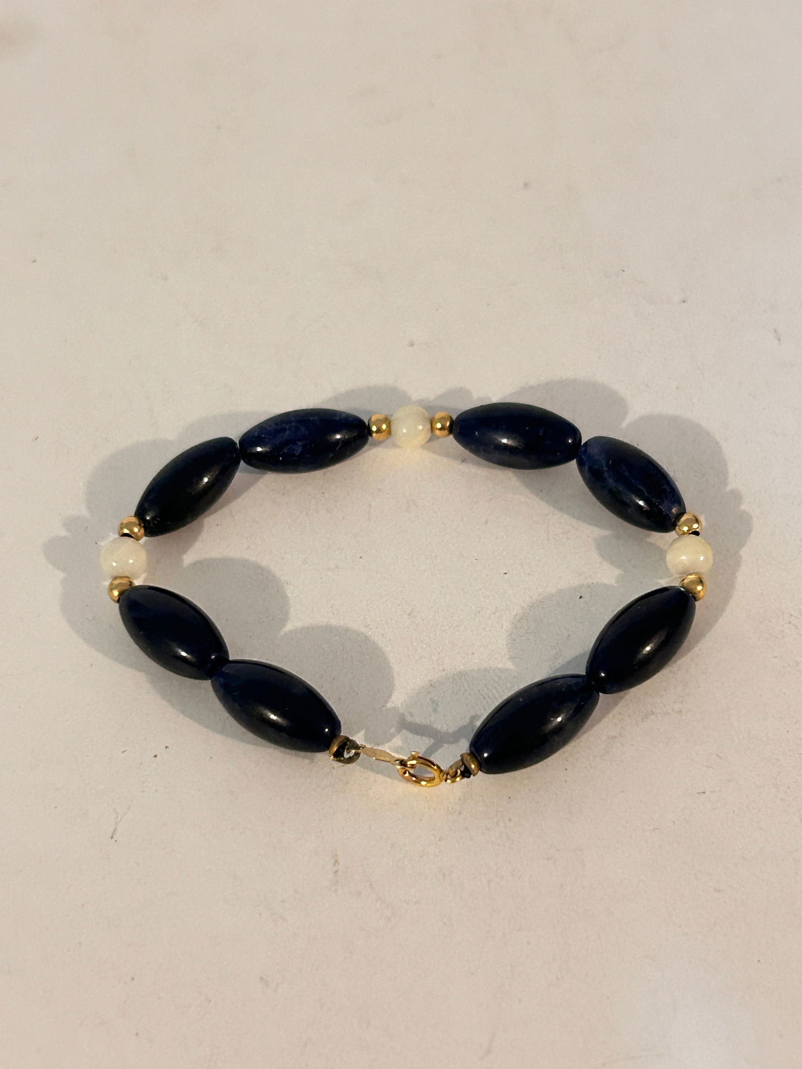 Vintage 14K Gold Onyx bead Bracelet sz 6" (1 of 5)