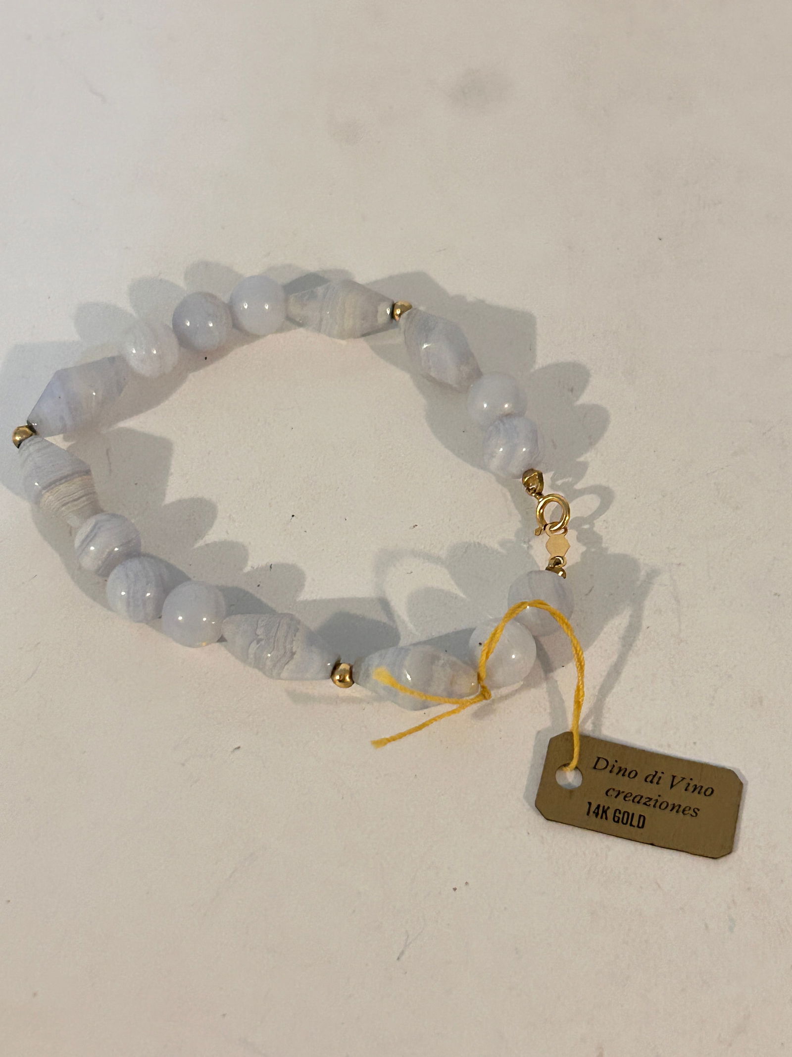 Vintage 14K Gold Tourmaline bead Dino Di Vino Bracelet sz 7": Vintage 14K Gold Tourmaline bead Dino Di Vino Bracelet sz 7" Please view all photos as they are part of the description and condition of this Item, Feel free to contact me with questions or picture re