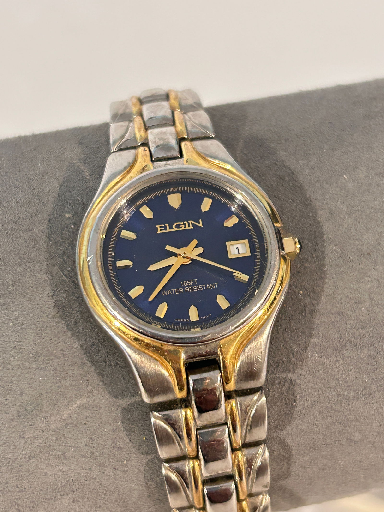 Elgin Watch Women 27mm Blue Dial Two Tone Date Round Bracelet working (1 of 4)