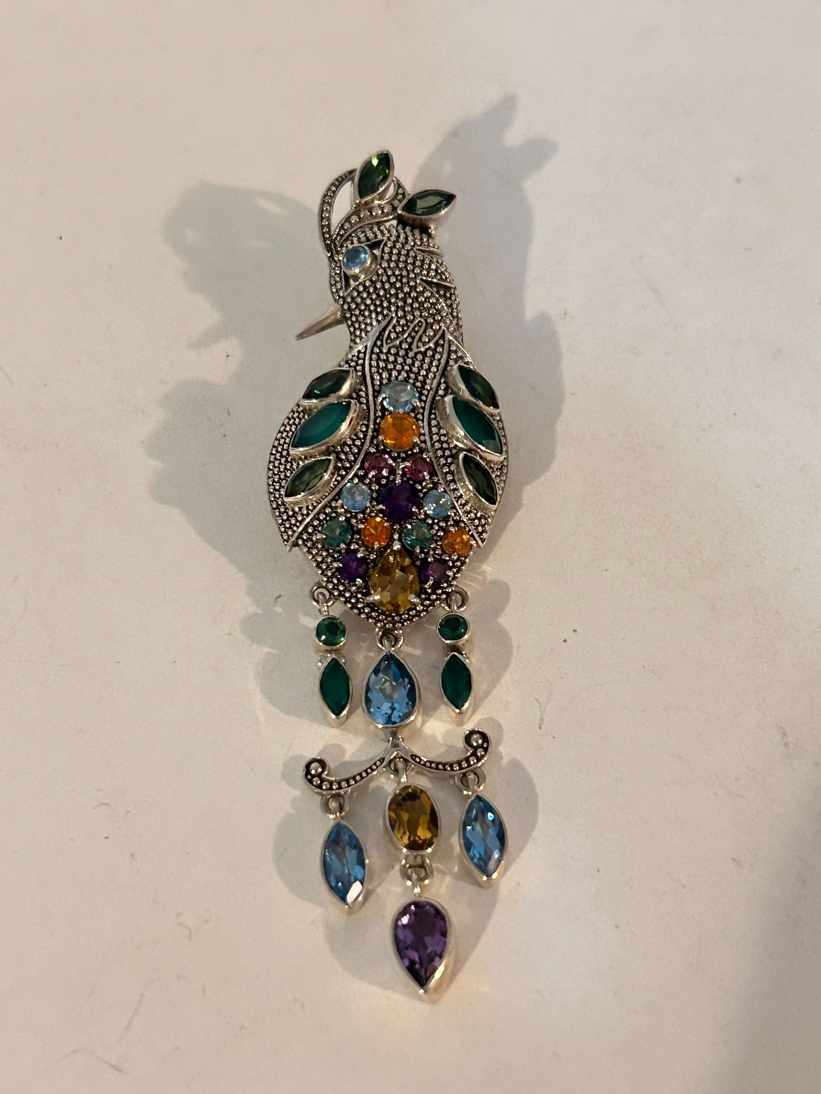 Nicky Butler 925 Sterling Silver Exotic Bird Brooch Pendant Pin Designer NB 18 Grams (1 of 5)