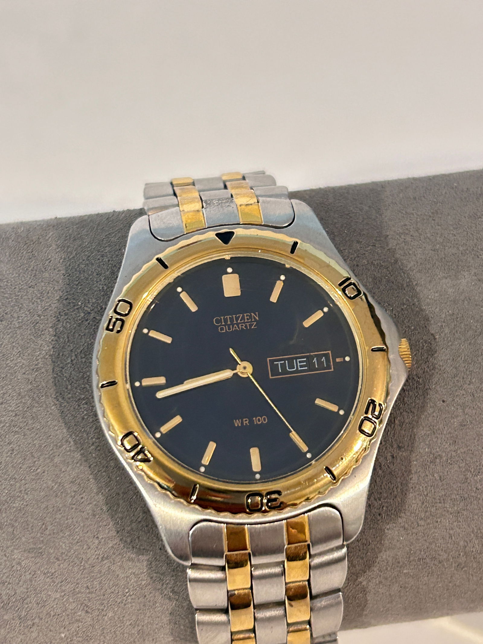 Men's Citizen Gold & Silver Tone Watch - 5500 - K06461 - Dark Blue Dial / Face working (1 of 5)