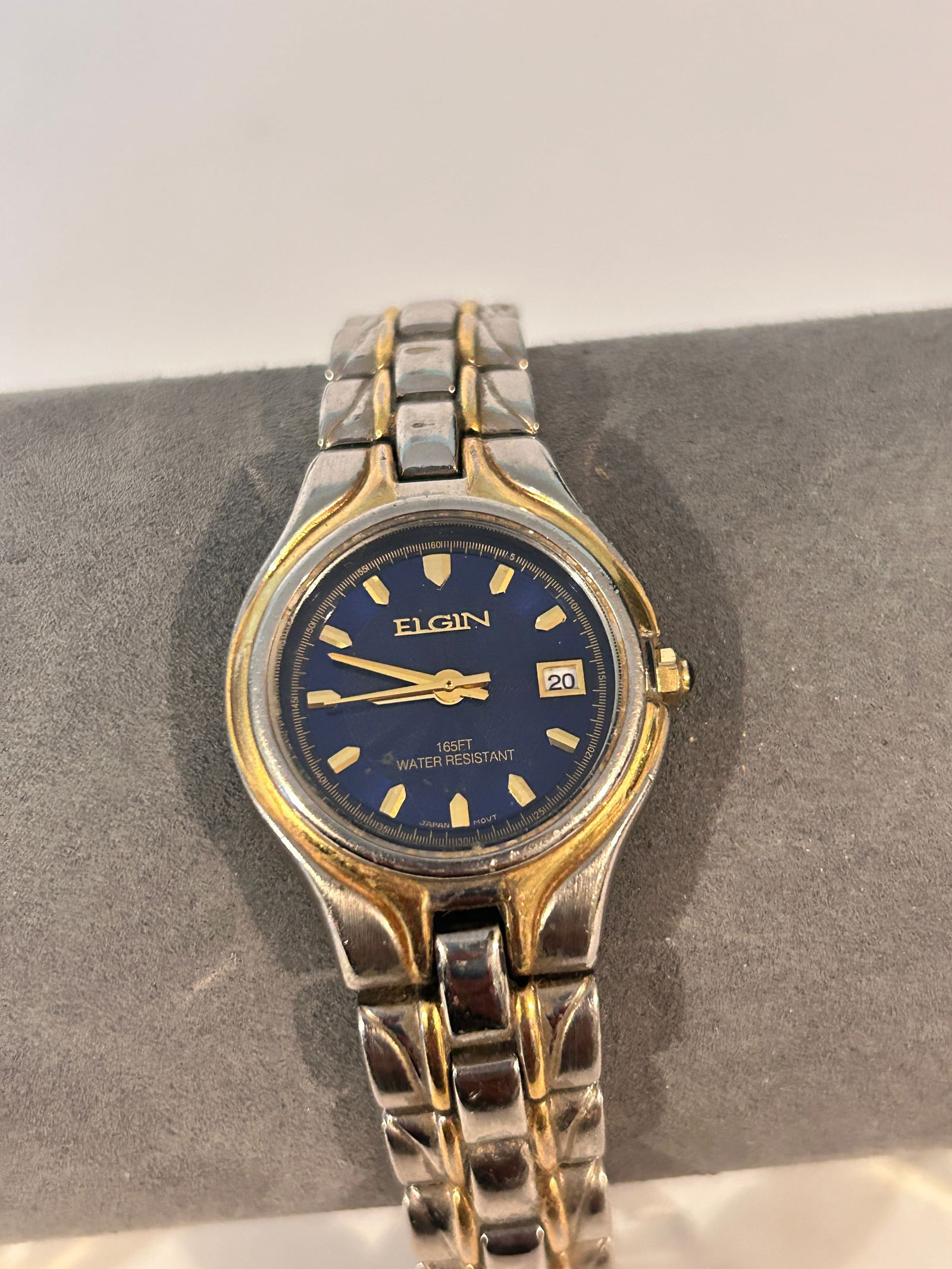 Elgin Watch Women 27mm Blue Dial Two Tone Date Round Bracelet working (1 of 5)