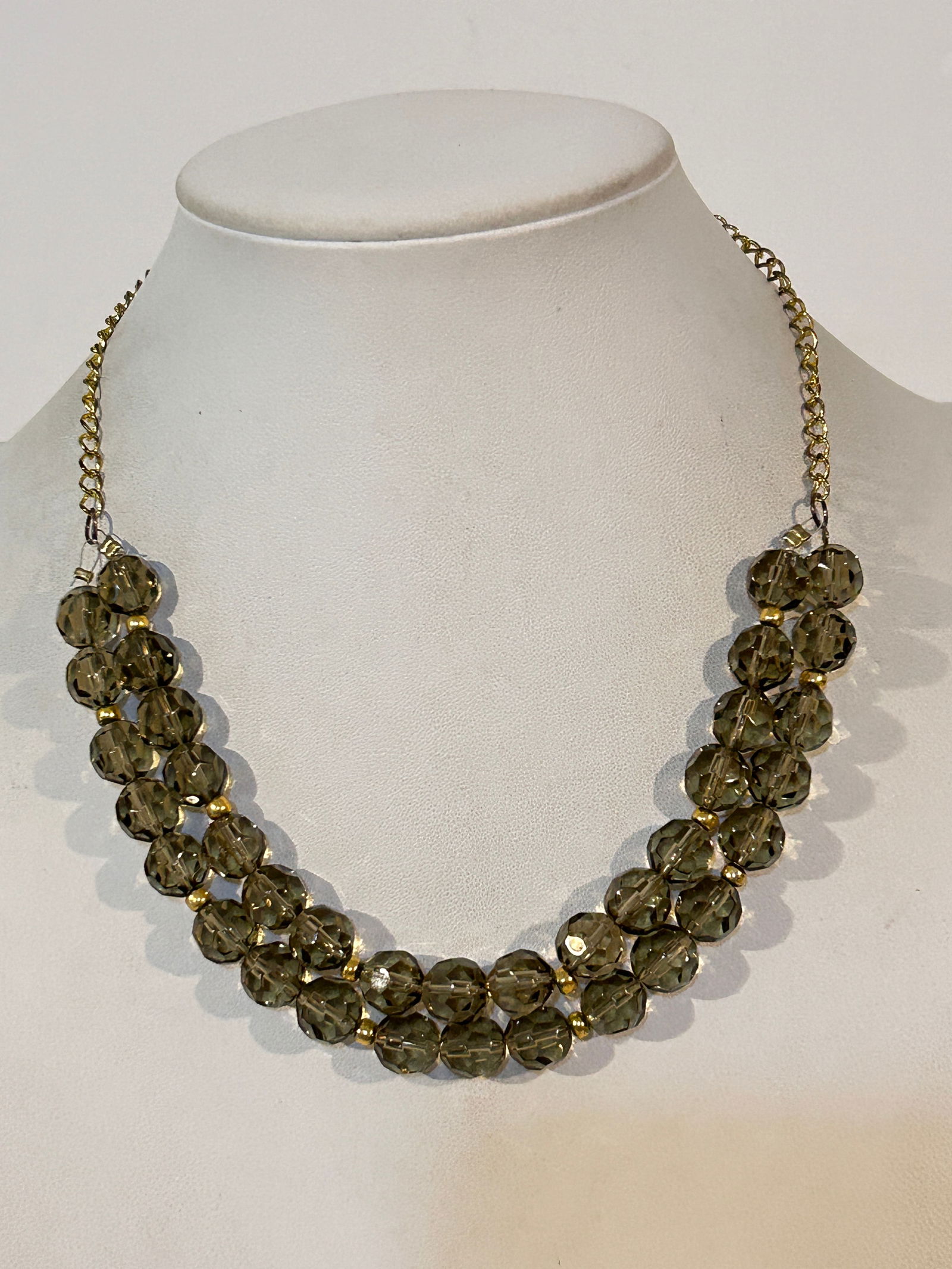 Vintage 2 strand Glass Necklace sz 16" (1 of 5)