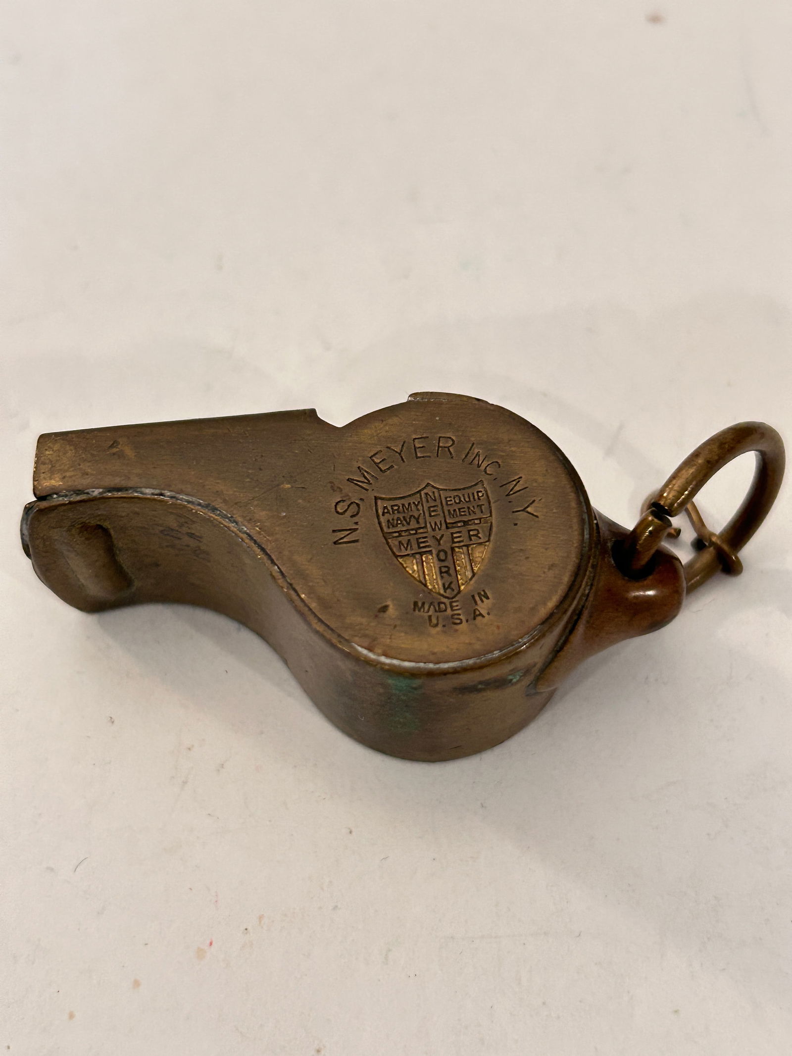 Vintage WWII Brass Whistle N.S. Meyers Inc. N.Y. Army Navy (1 of 6)
