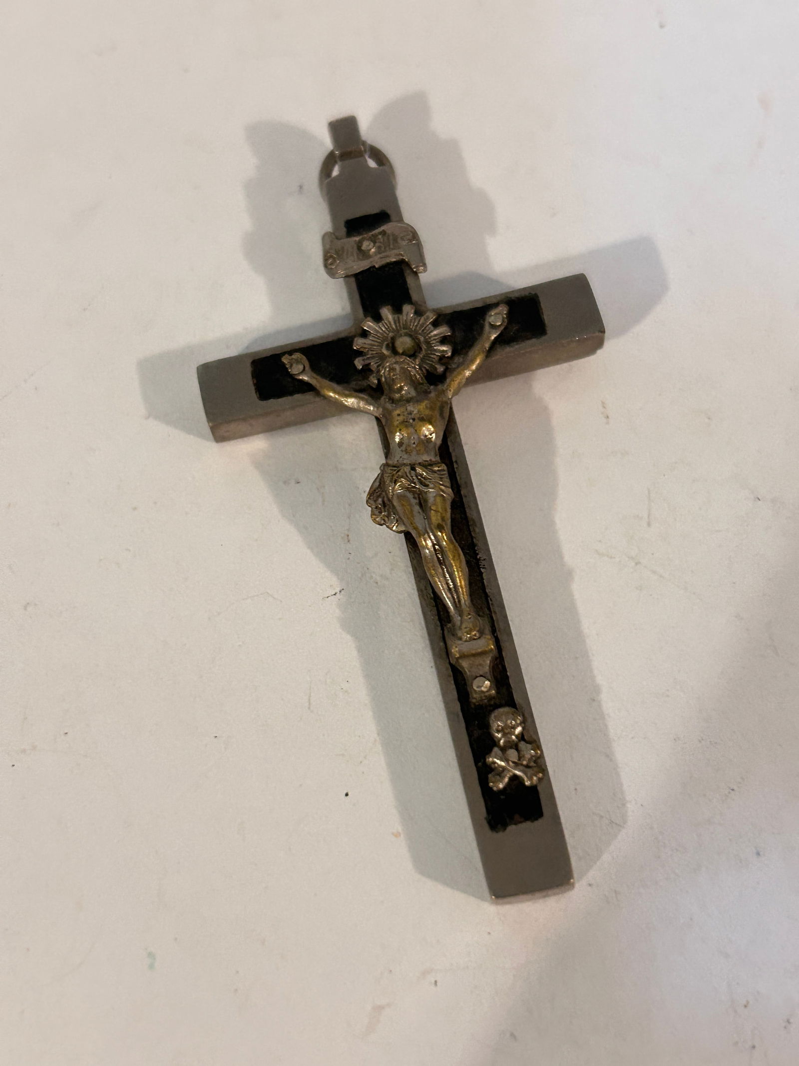 WW1 era Catholic military chaplain’s crucifix Last Rites cross 3 1/2" (1 of 4)