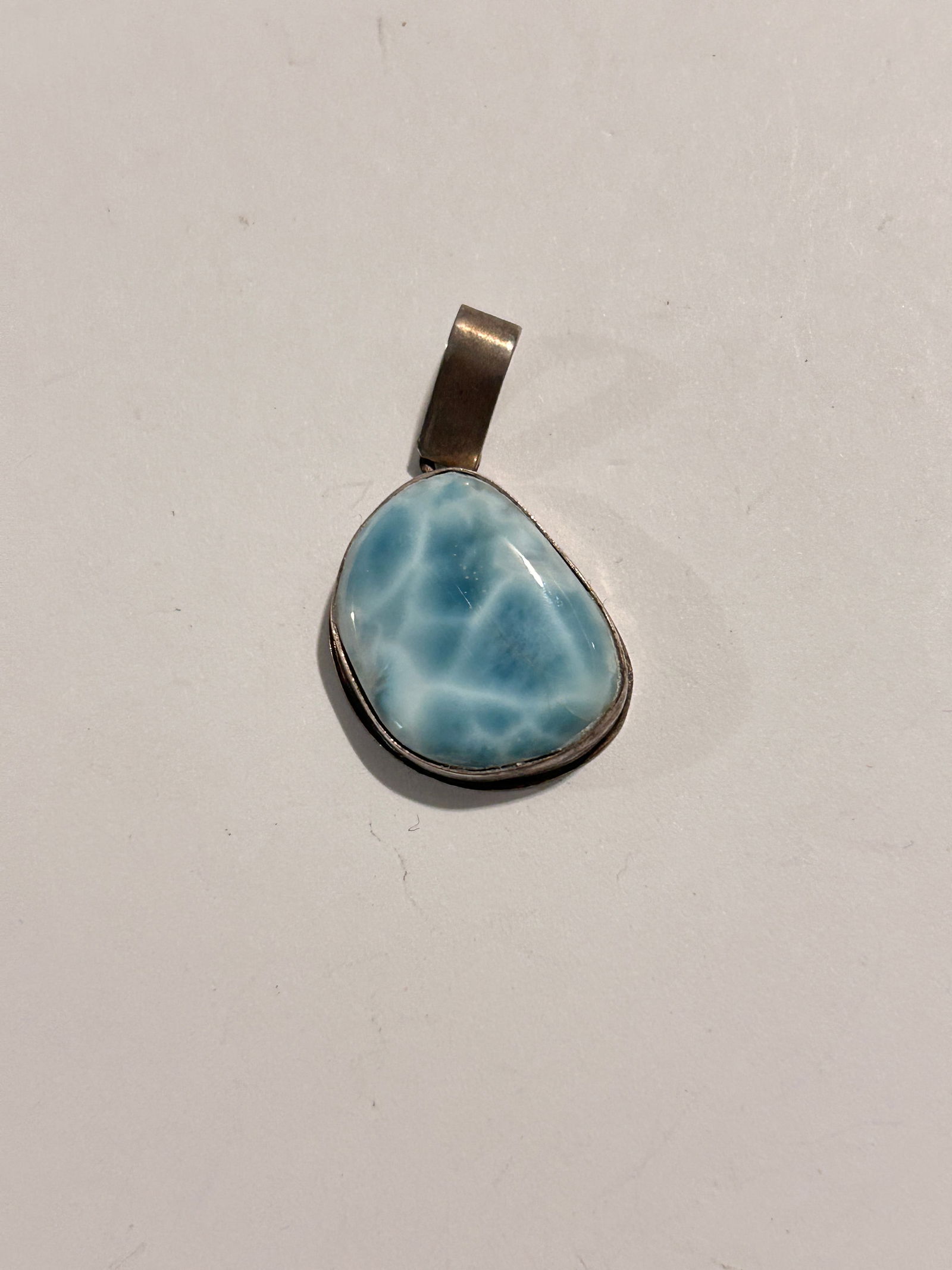 VTG Sterling Silver - SOUTHWESTERN Larimar Cabochon Necklace Pendant (1 of 4)