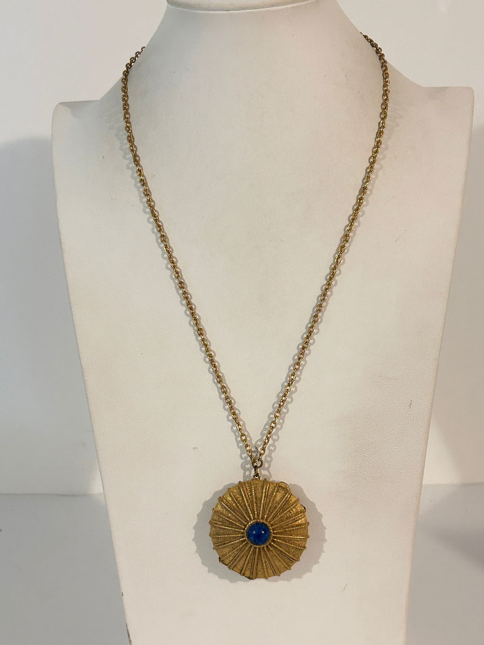 VTG Estee Lauder Youth Dew Locket 24?? Necklace Solid Perfume Lapis Blue Pendant empty (1 of 6)