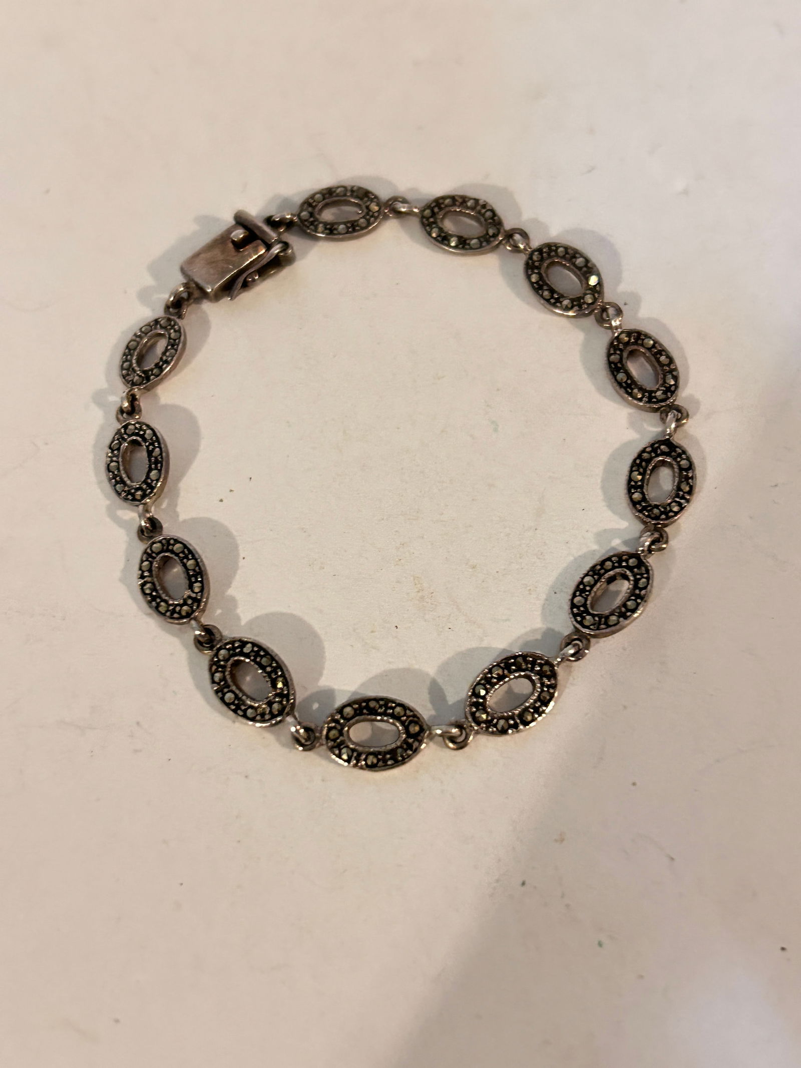 Vintage Sterling Silver marcasite Bracelet 7" 10 grams (1 of 4)