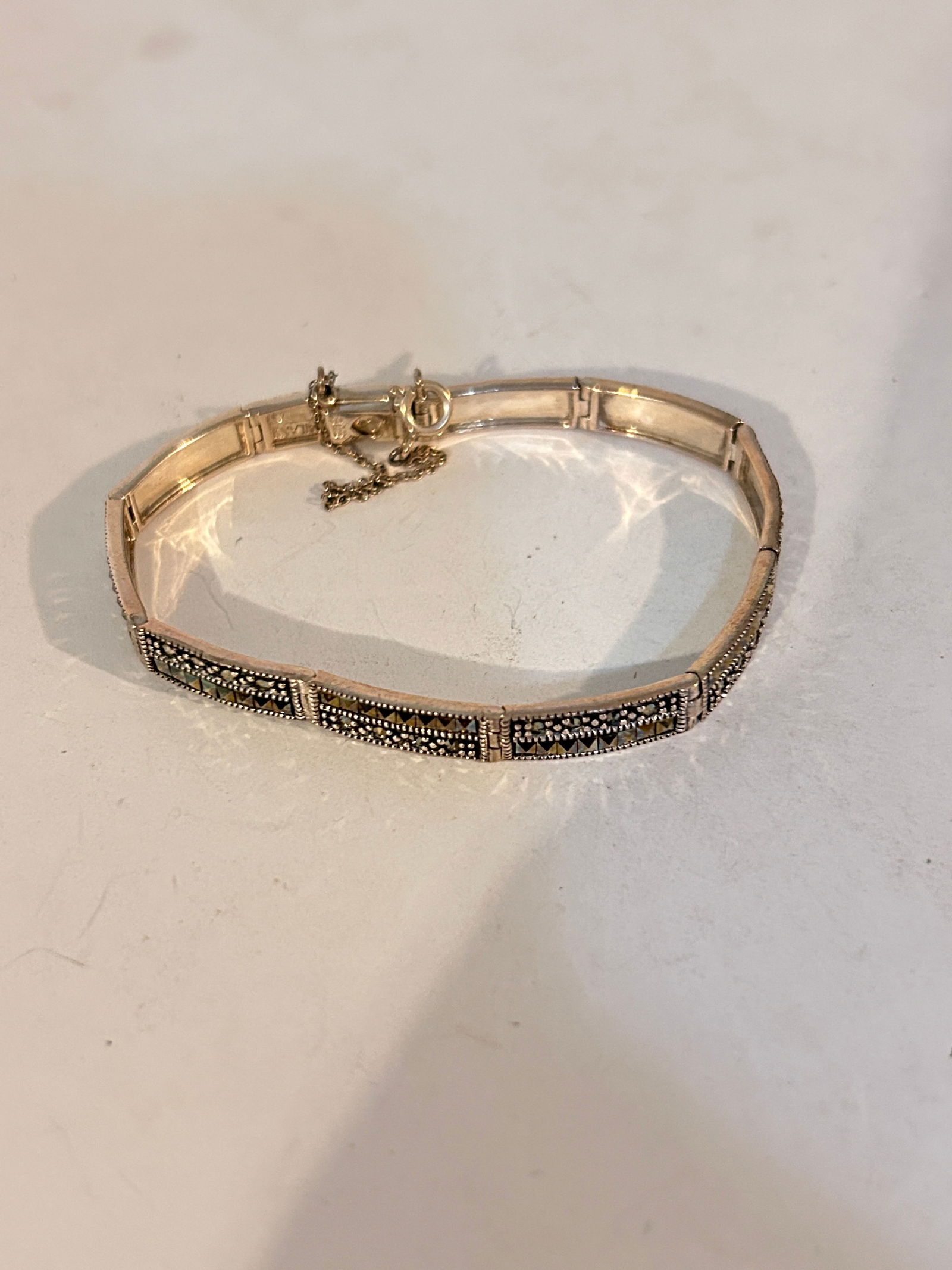 Vintage Sterling Silver marcasite Bracelet 7" 14 grams (1 of 4)