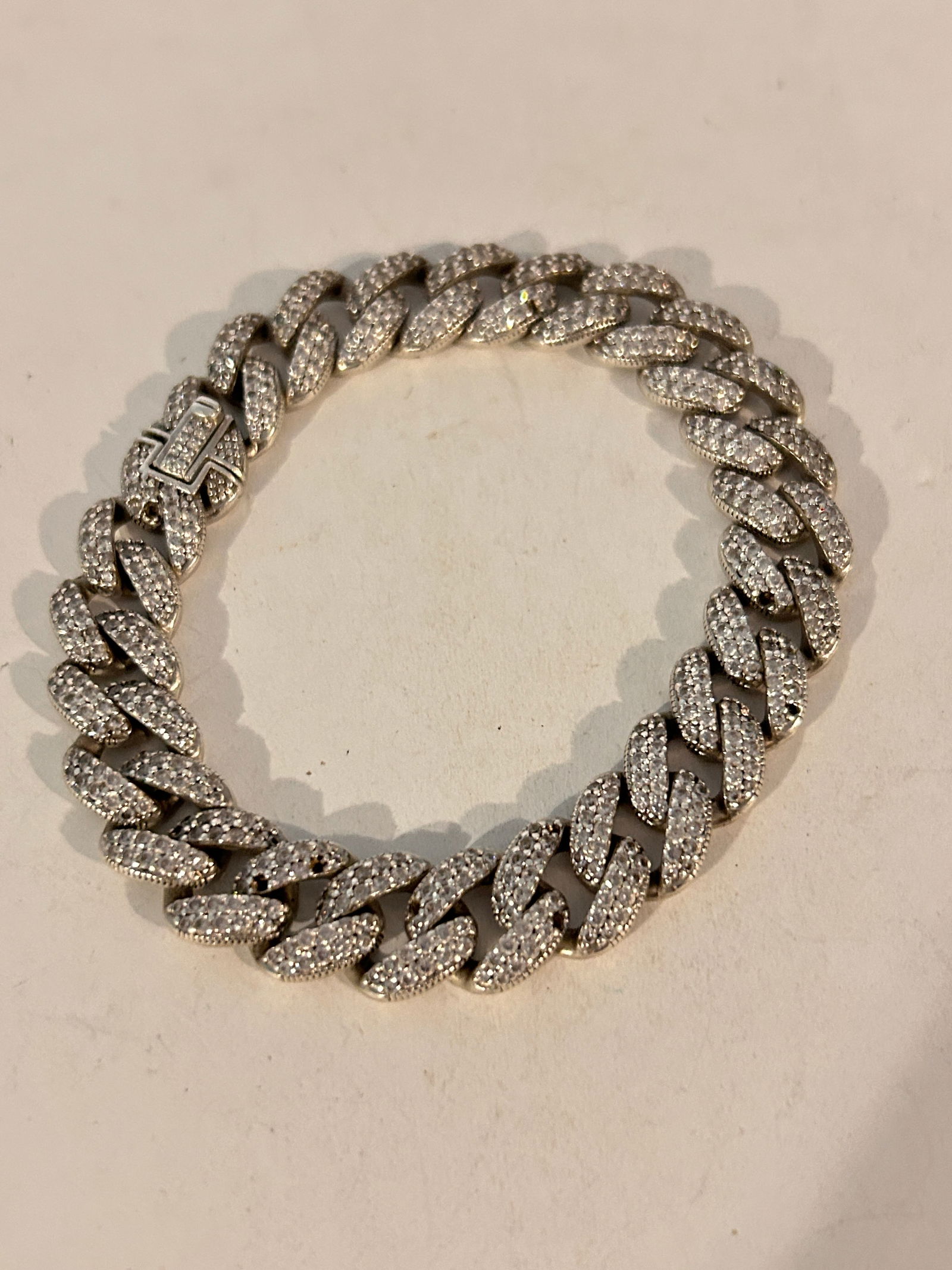 Vintage Sterling Silver rhinestone Bracelet 8" 47 grams (1 of 5)