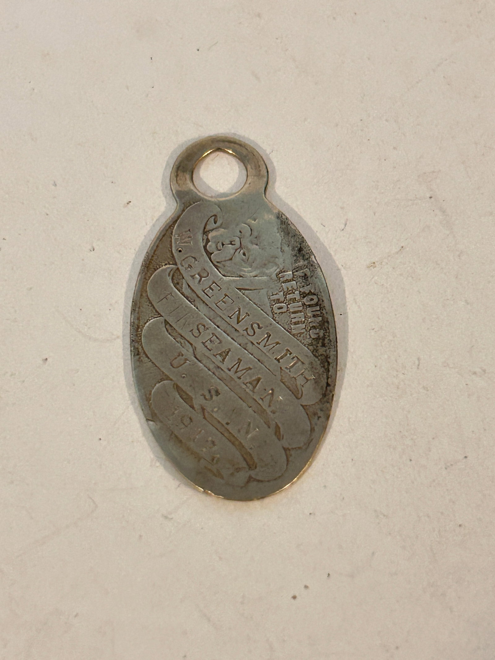 Vintage U.S.N. Seaman 1917 Return To Military Tag: Vintage U.S.N. Seaman 1917 Return To Military Tag Please view all photos as they are part of the description and condition of this Item, Feel free to contact me with questions or picture requests! Use