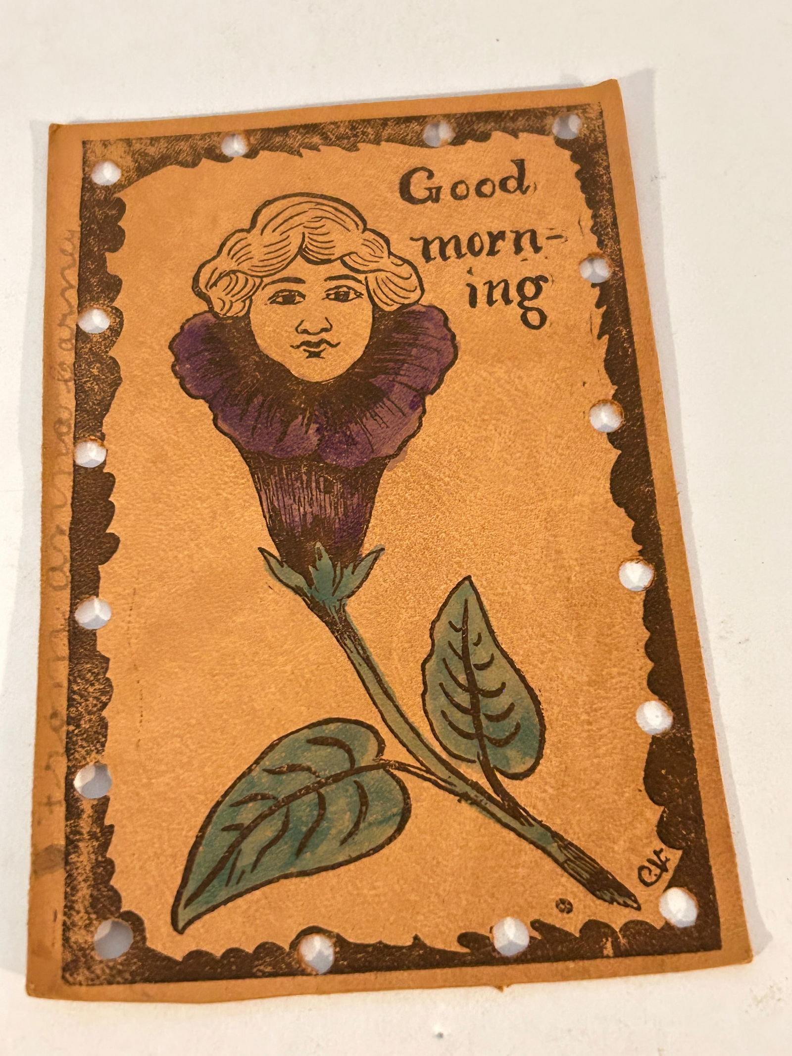 Vintage Leather Post Card: Vintage Leather Post Card Please view all photos as they are part of the description and condition of this Item, Feel free to contact me with questions or picture requests! Used Item AS IS