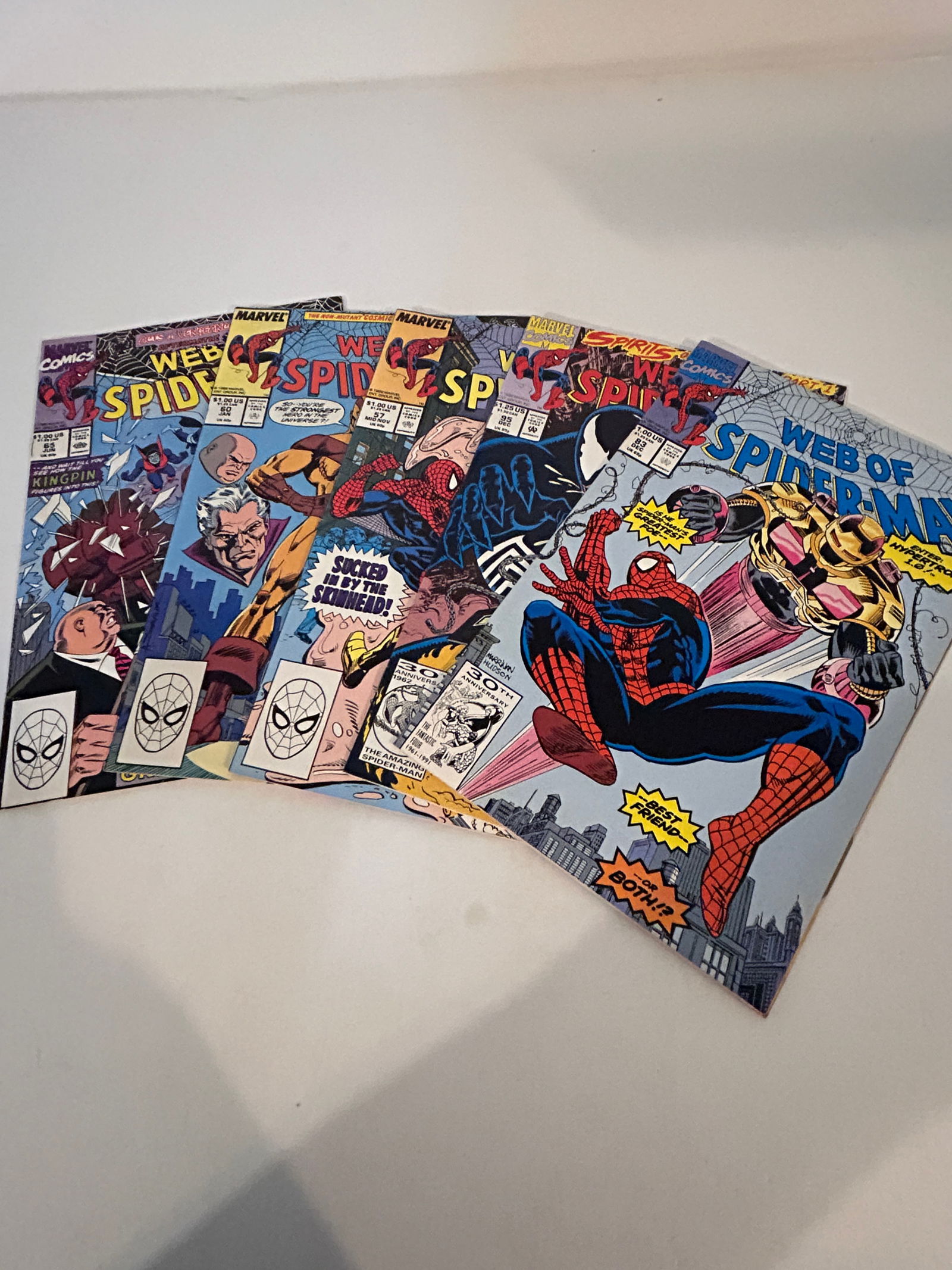 Vintage Lot Of 5 Web of Spider-Man Comic Books 83, 95, 57, 60, 65 (1 of 12)