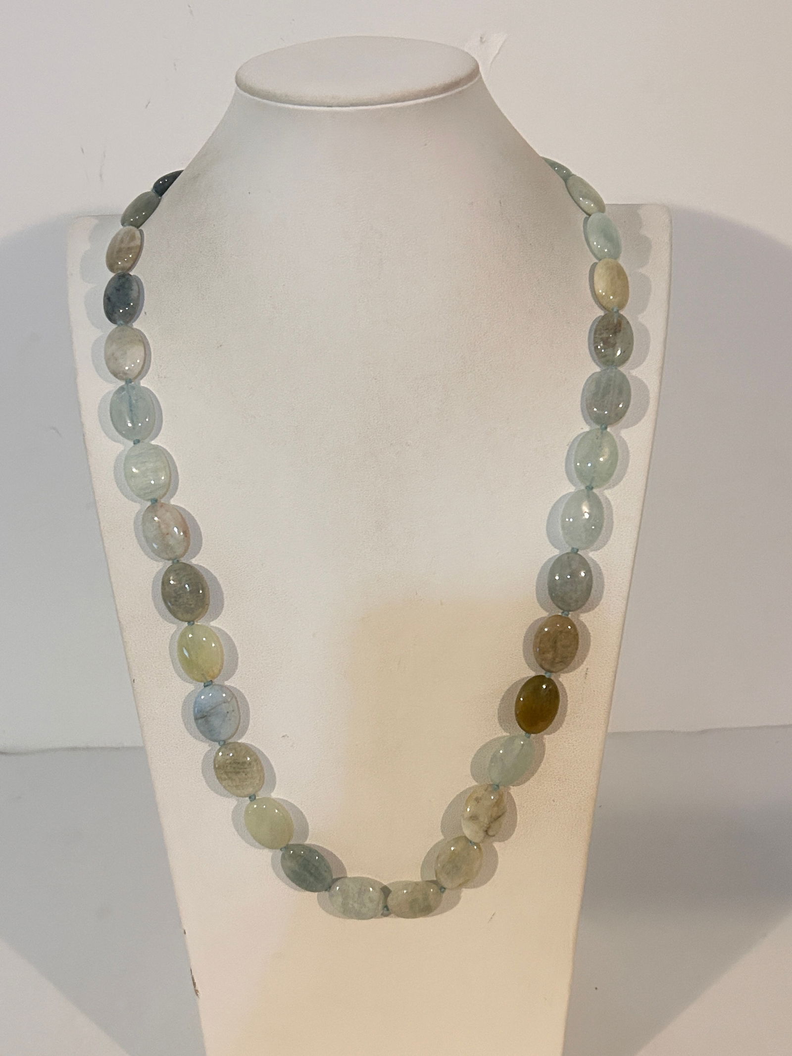 Vintage Tourmaline flat bead Necklace 28" (1 of 4)