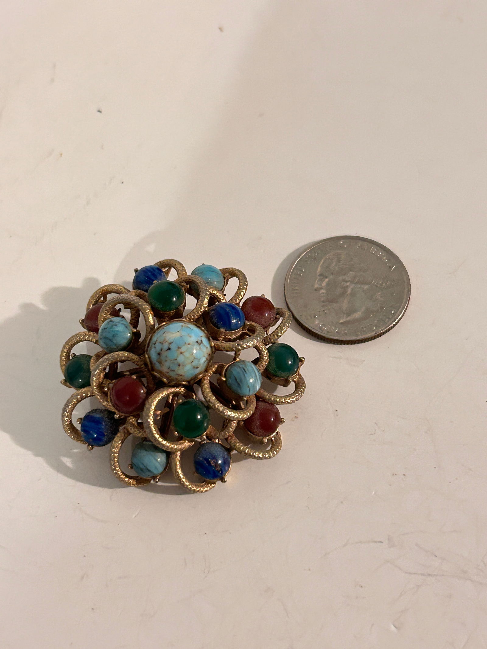 Vintage 1950s Dome gem stone Brooch (1 of 5)