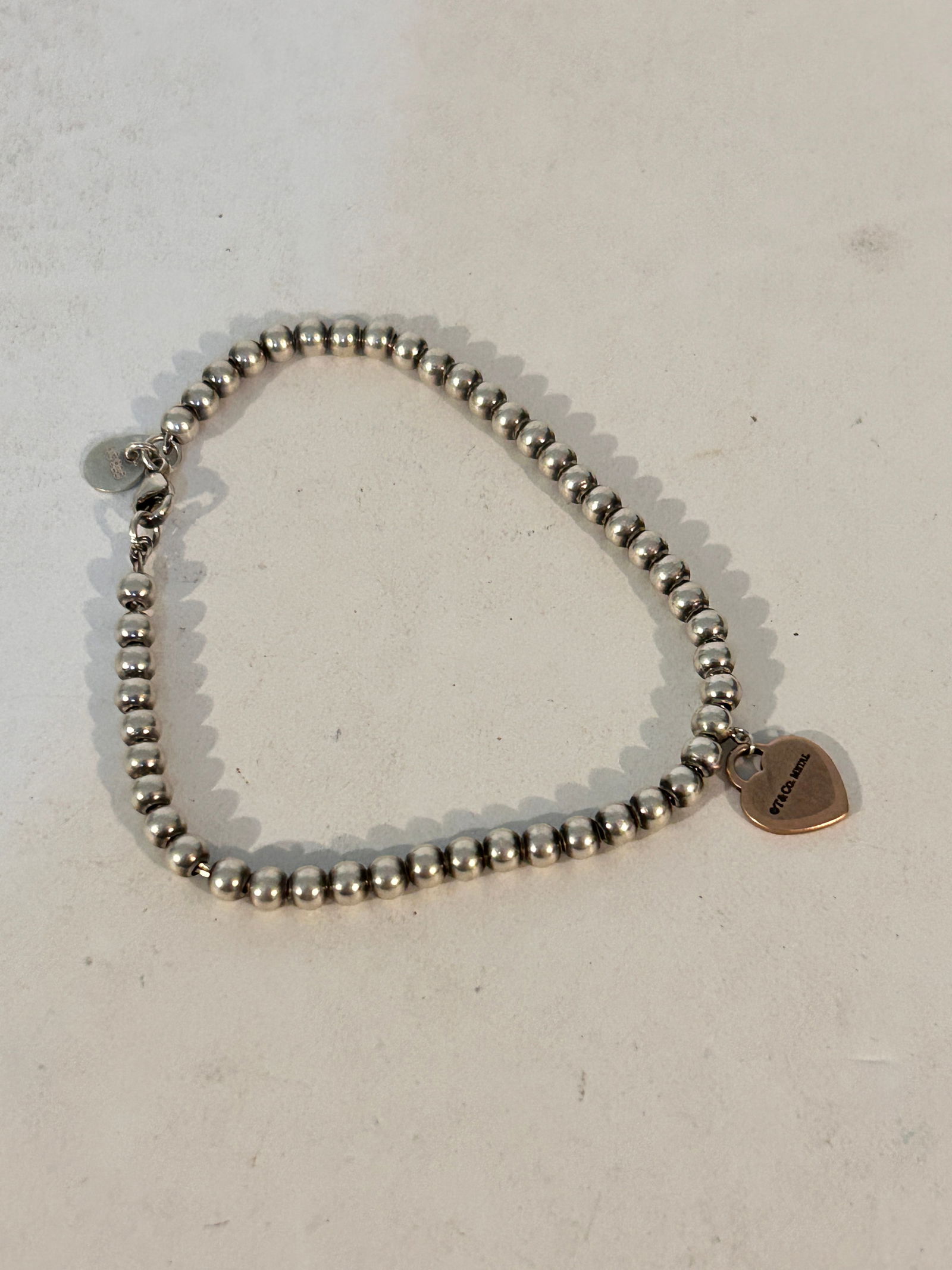 Tiffany & Co. Please Return To Heart Tag Bead Bracelet Sterling Silver 925 7" 7 grams (1 of 5)
