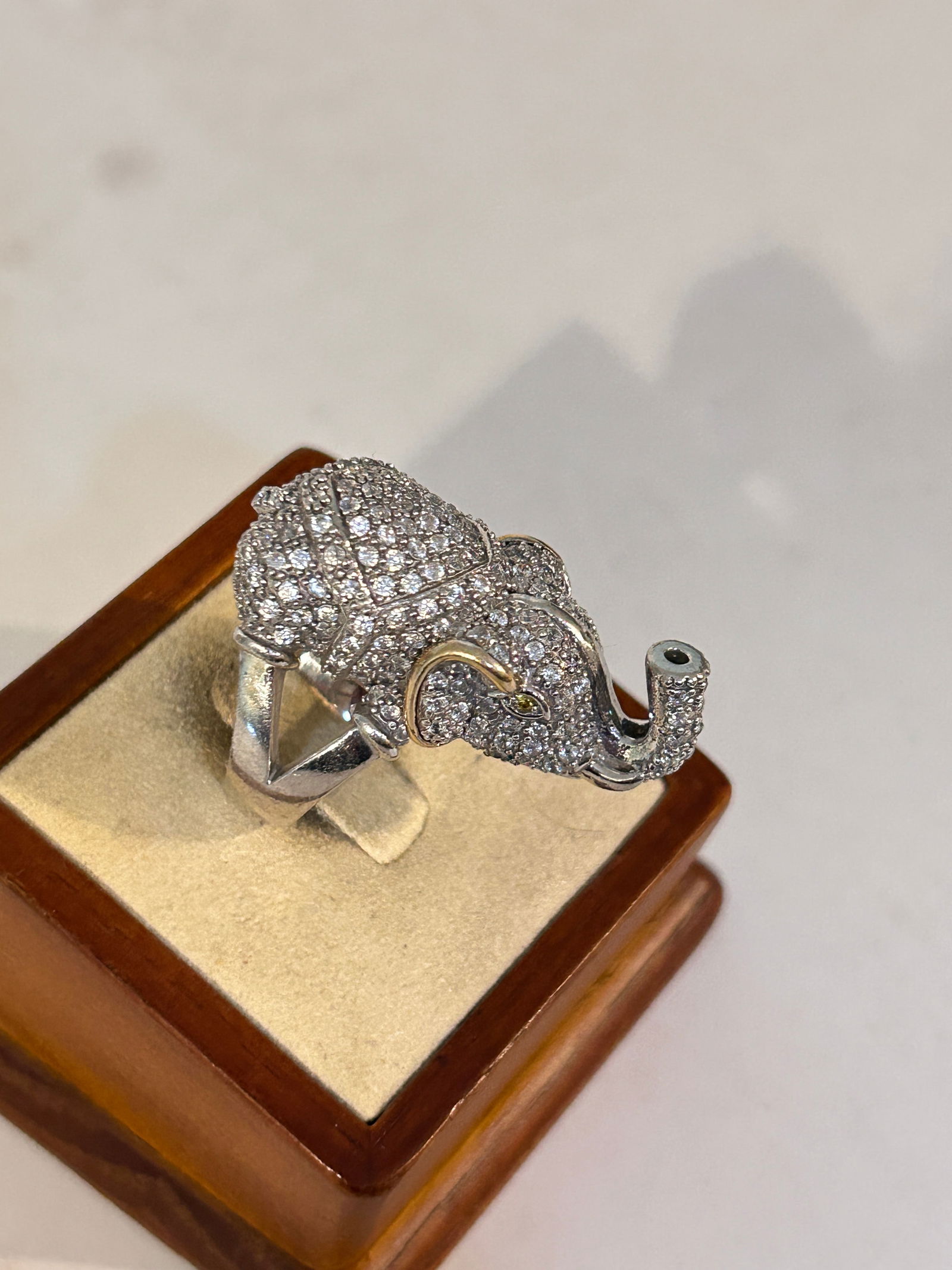 Vintage Sterling Silver NF Elephant 14K Ring sz 7 19 GRAMS (1 of 5)