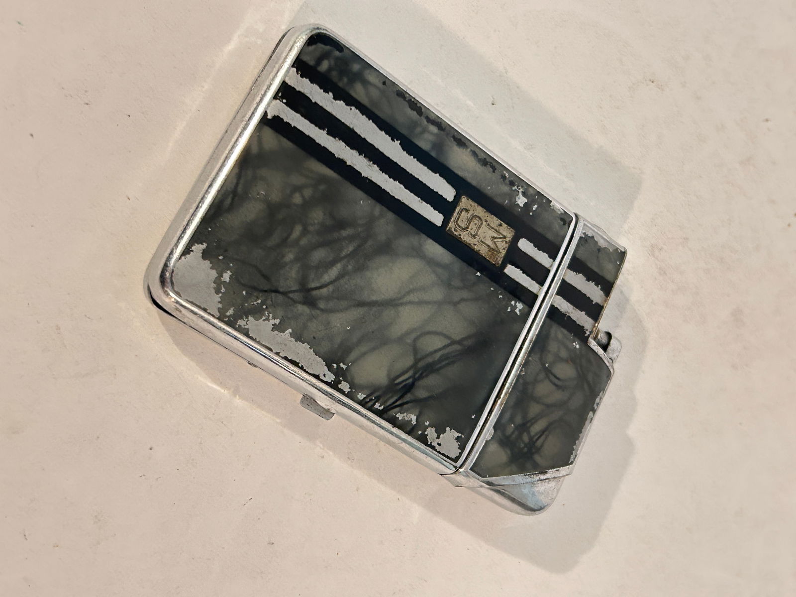 Vintage Art Deco Marathon "Slide-A-Lite" Enameled Cigarette Case & Lighter (1 of 5)