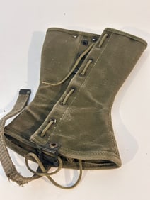 Original WW2 WWII Women's U S  Army Canvas Leggings Green  MINTY