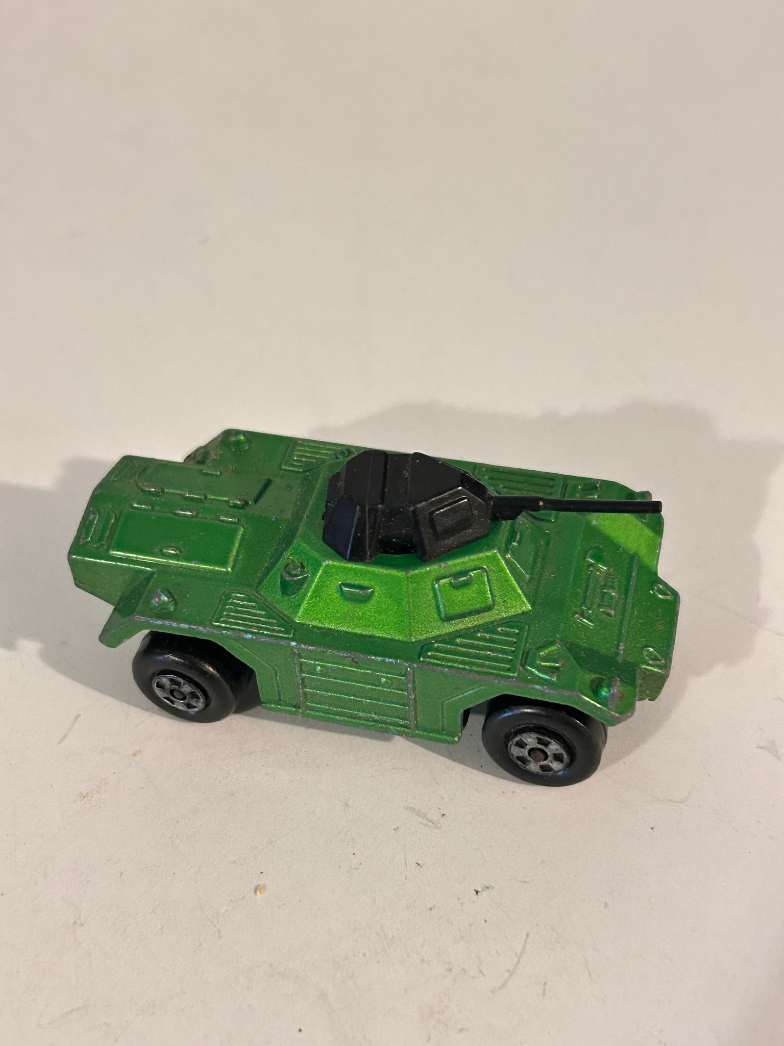 Vtg. 1974 Matchbox/Lesney Rolamatics 73d Weasel Metallic Green, Green Base (1 of 5)