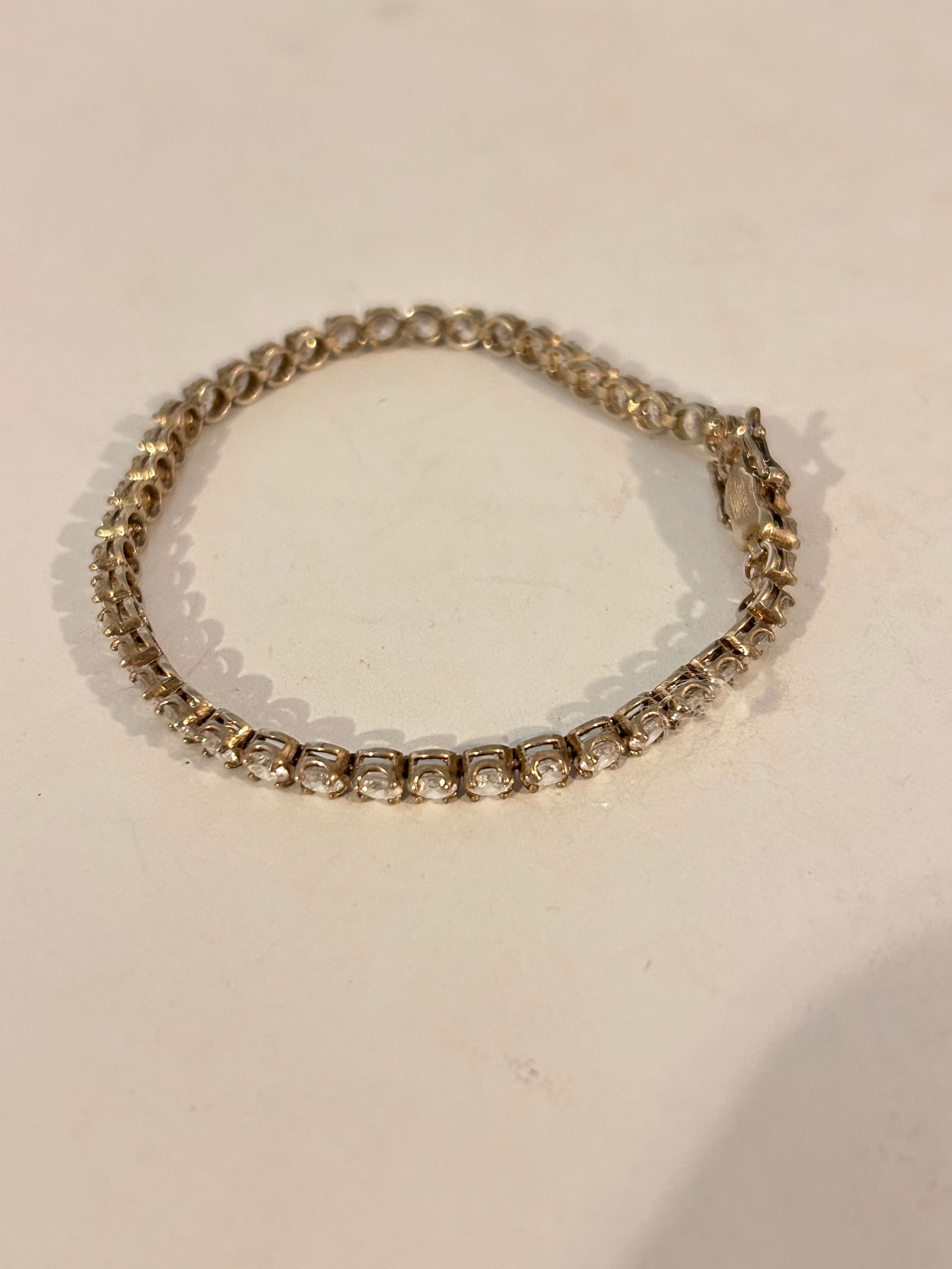 Vintage Sterling Silver rhinestone Bracelet 14 grams 8" (1 of 4)