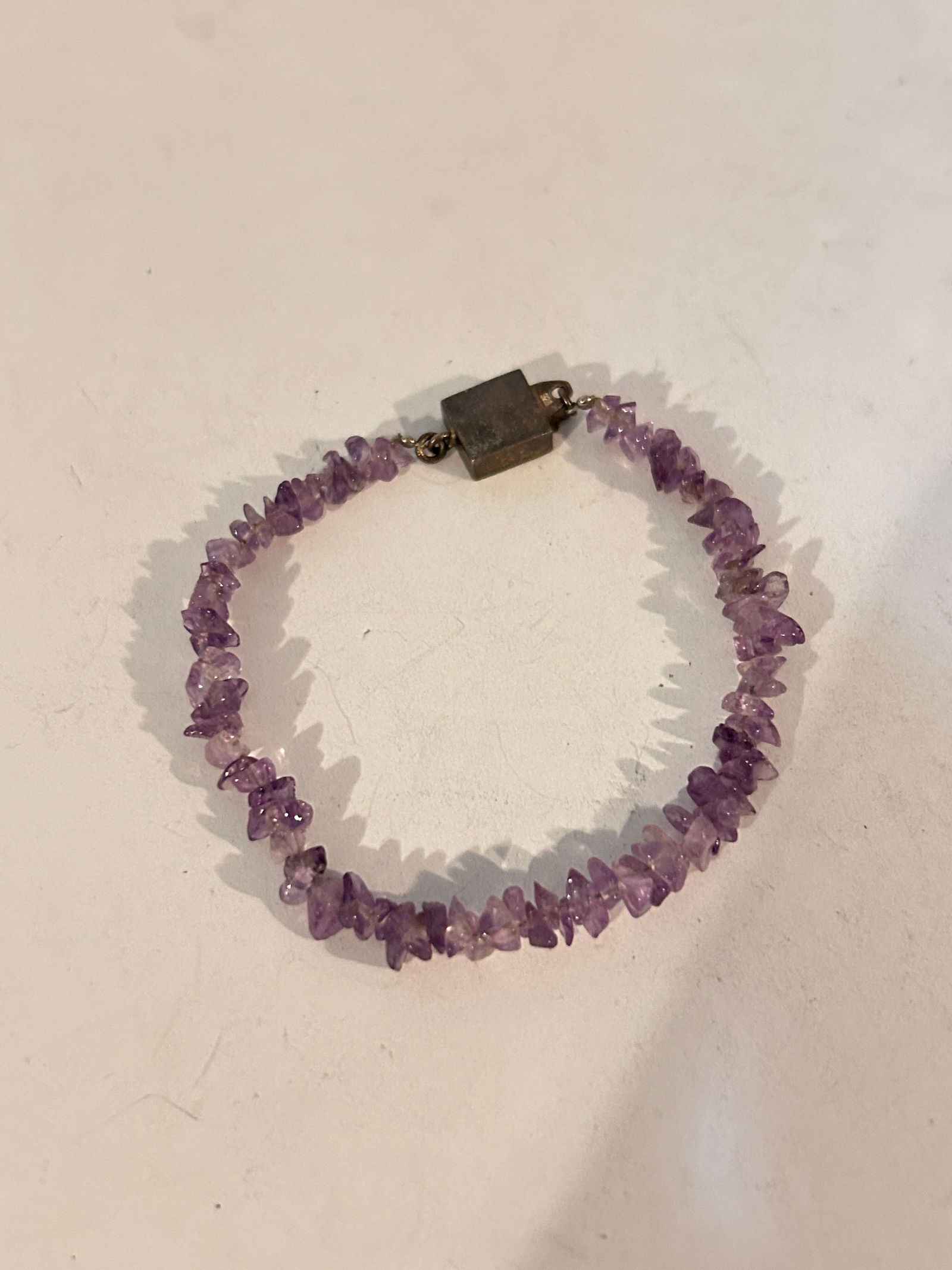 Vintage Sterling Silver Amethyst Bracelet 7" (1 of 5)