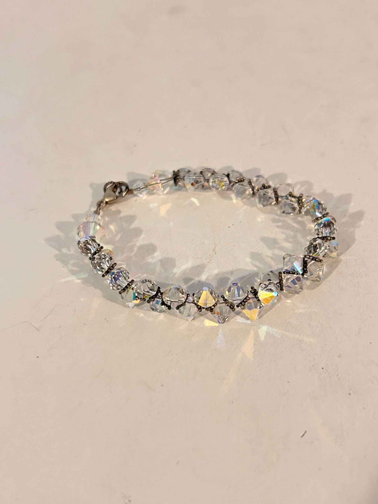 Vintage Sterling Silver crystal Bracelet 7" (1 of 4)