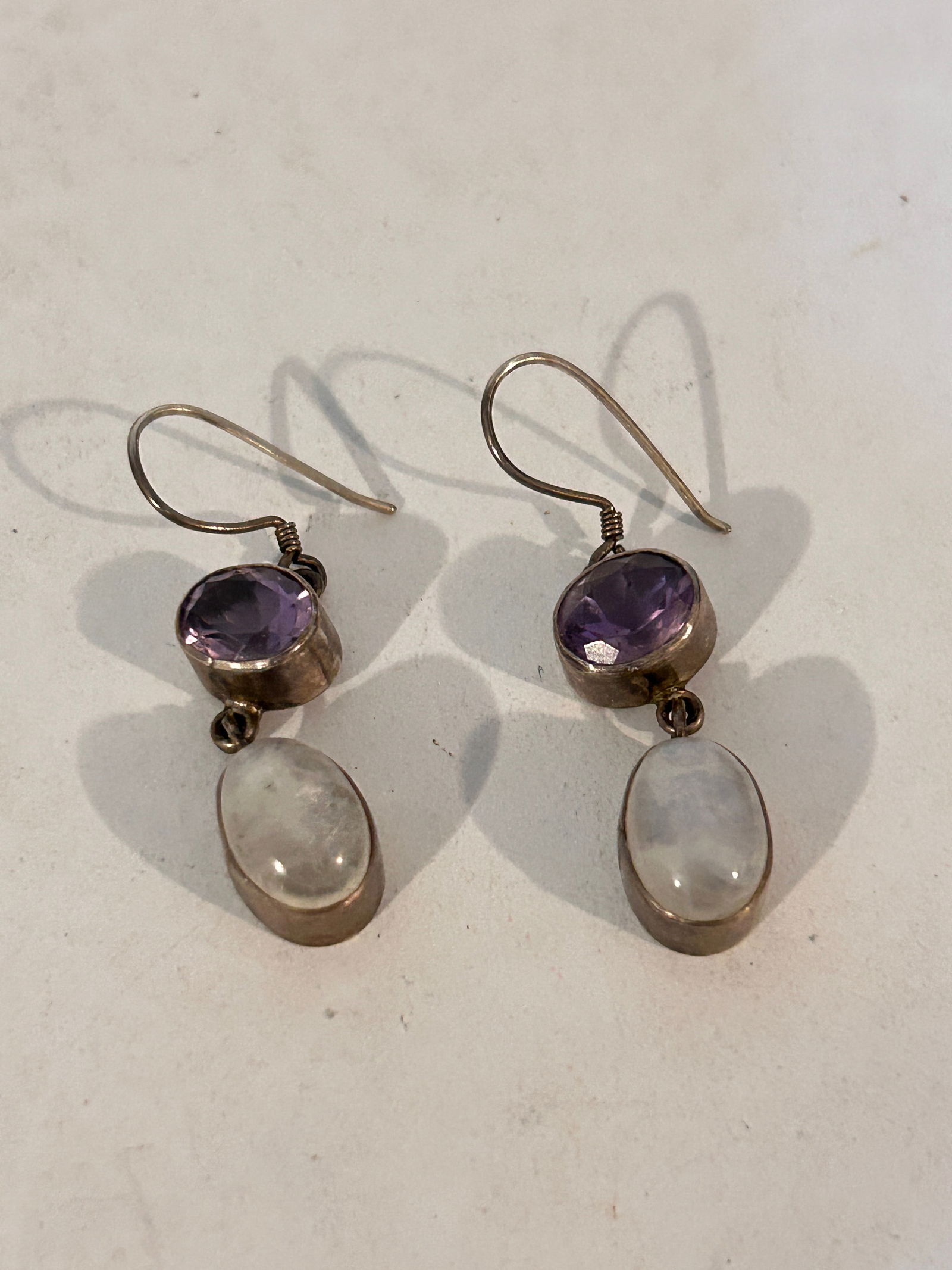 Vintage Sterling Silver Dangle Amethyst Earrings (1 of 4)