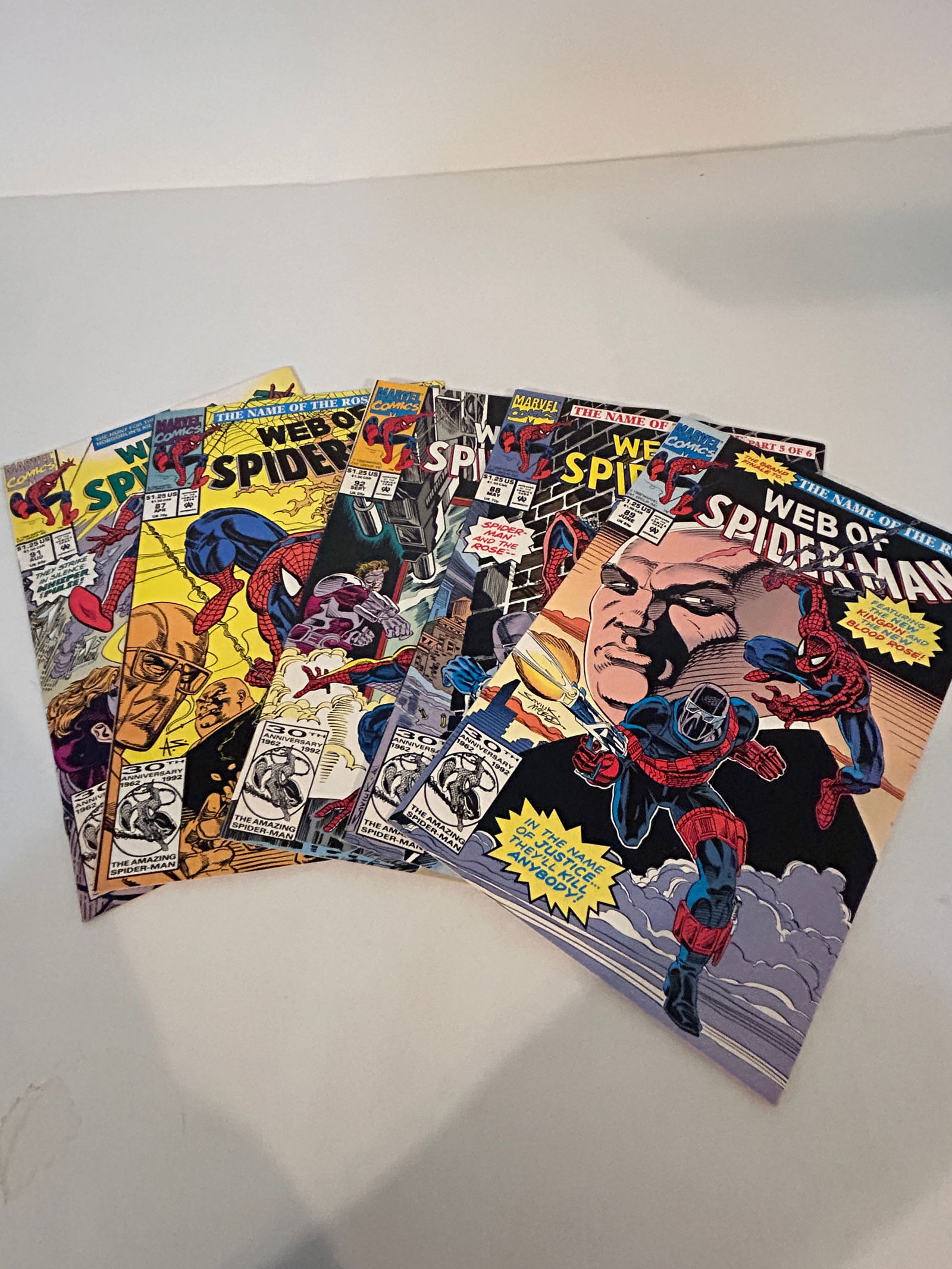 Vintage Lot Of 5 Web of Spider-Man Comic Books 89, 88, 92, 87, 91 (1 of 12)