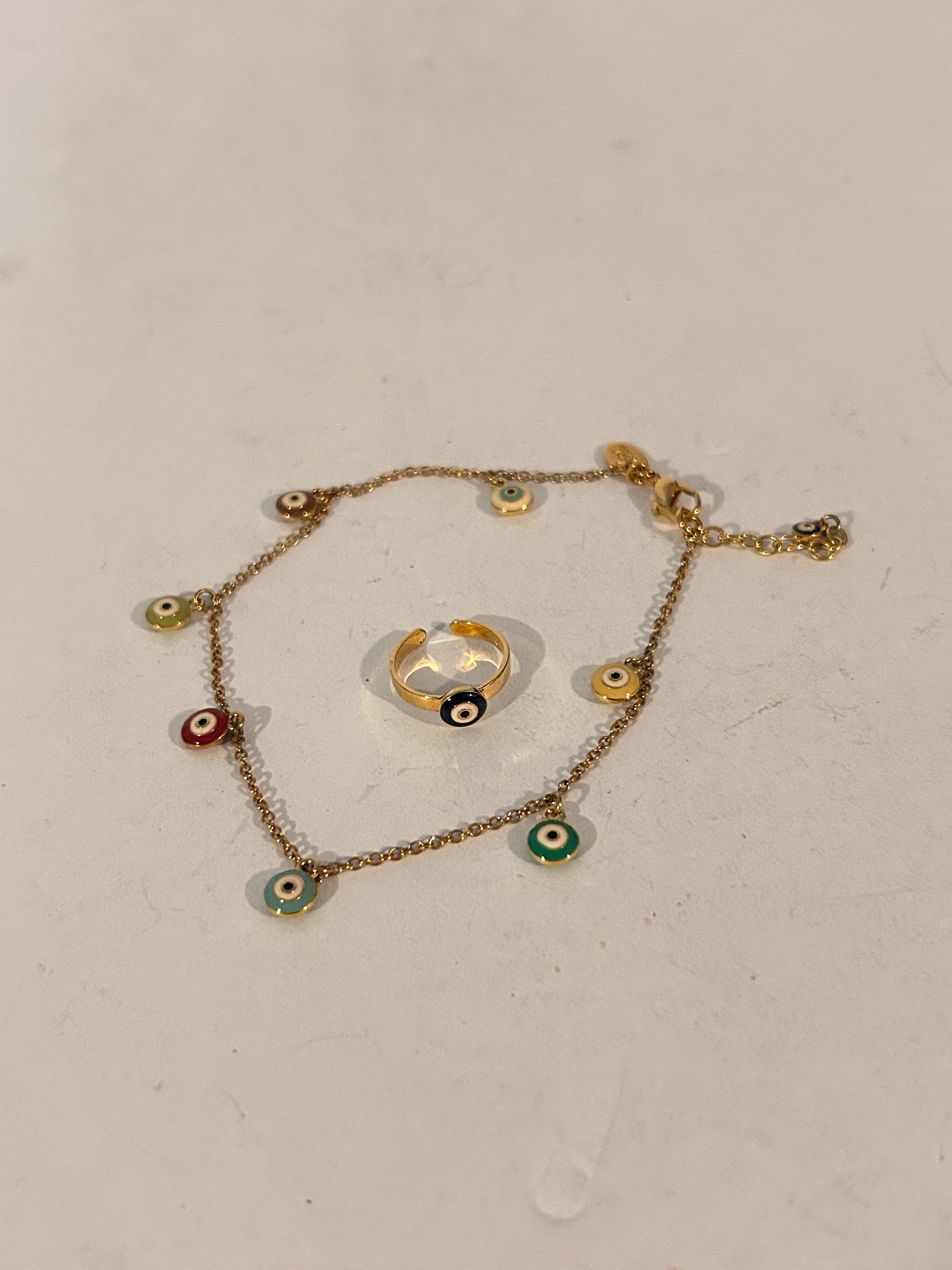 Old Joan Rivers evil eye ankle Bracelet and toe ring: Old Joan Rivers evil eye ankle Bracelet and toe ring Please view all photos as they are part of the description and condition of this Item, Feel free to contact me with questions or picture requests! 