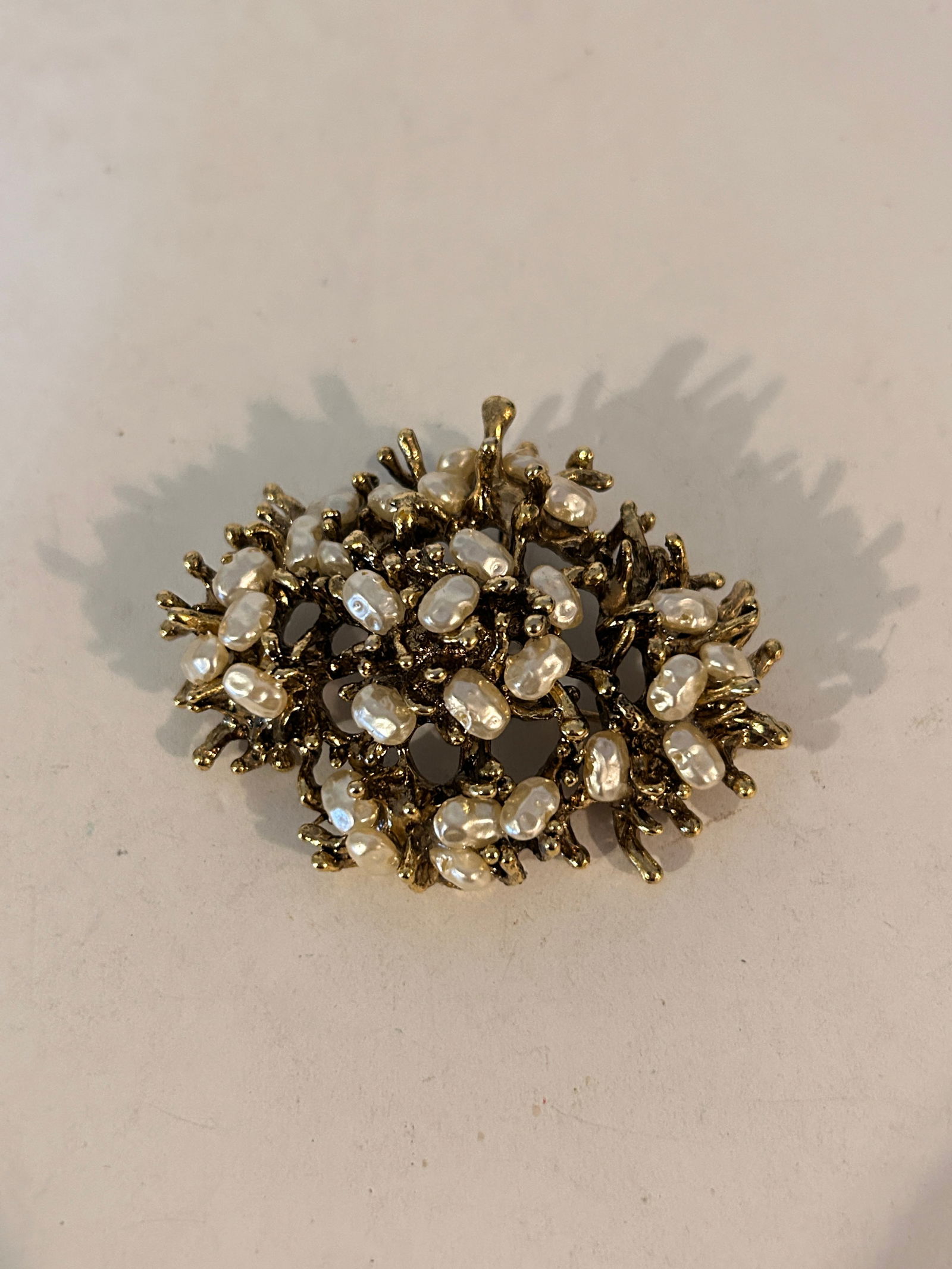 Vintage Gold Tone Faux Pearl Brooch (1 of 4)