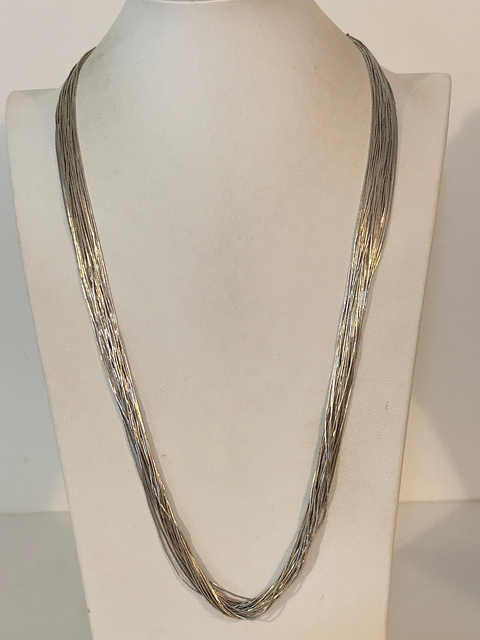 Native American Sterling Silver 30 Strand Liquid Silver Necklace 28'' Long 42 Grams (1 of 5)