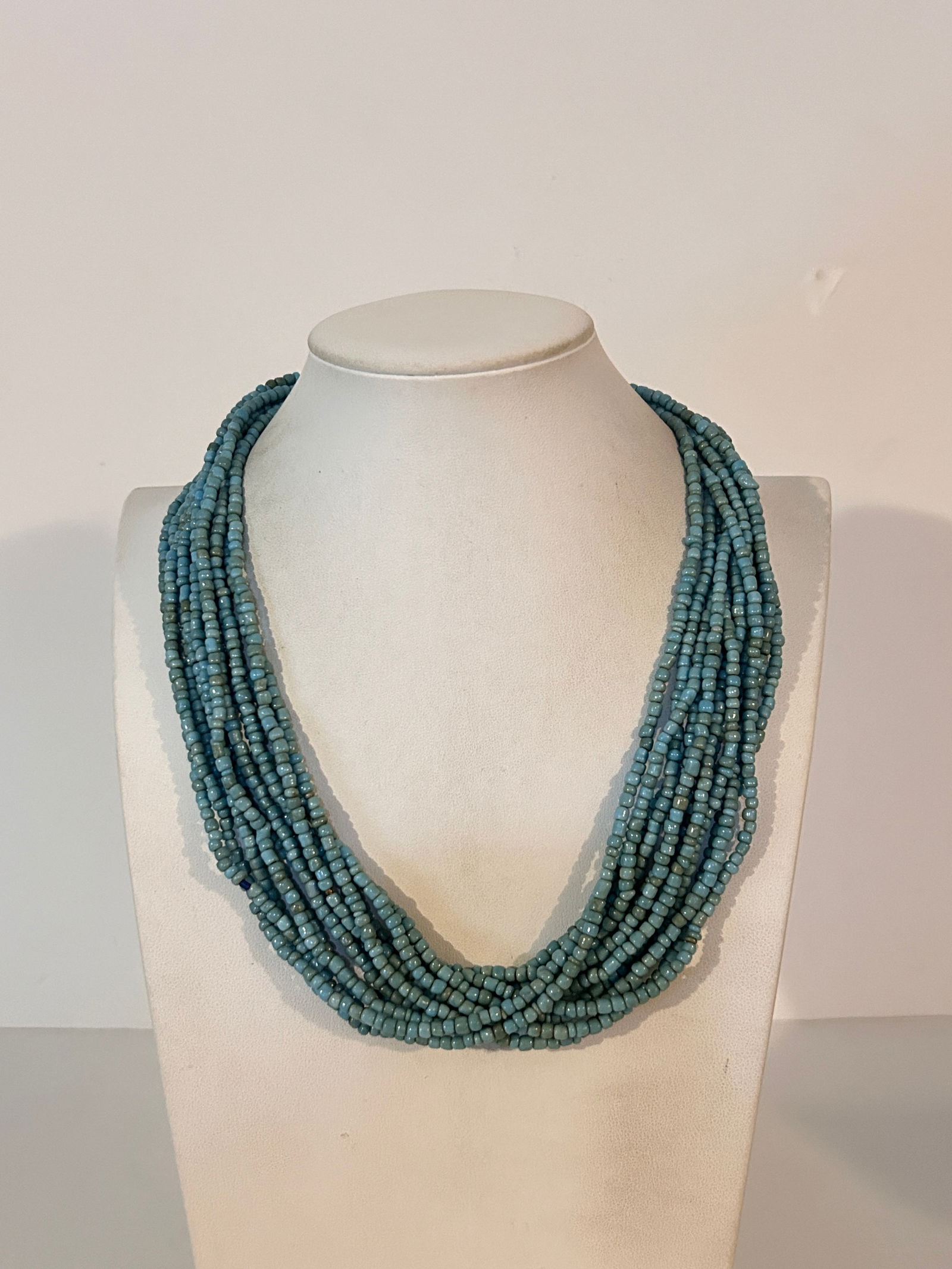 Vintage multi-strand Turquoise seed bead Necklace 22": Vintage multi-strand Turquoise seed bead Necklace 22" Please view all photos as they are part of the description and condition of this Item, Feel free to contact me with questions or picture requests!