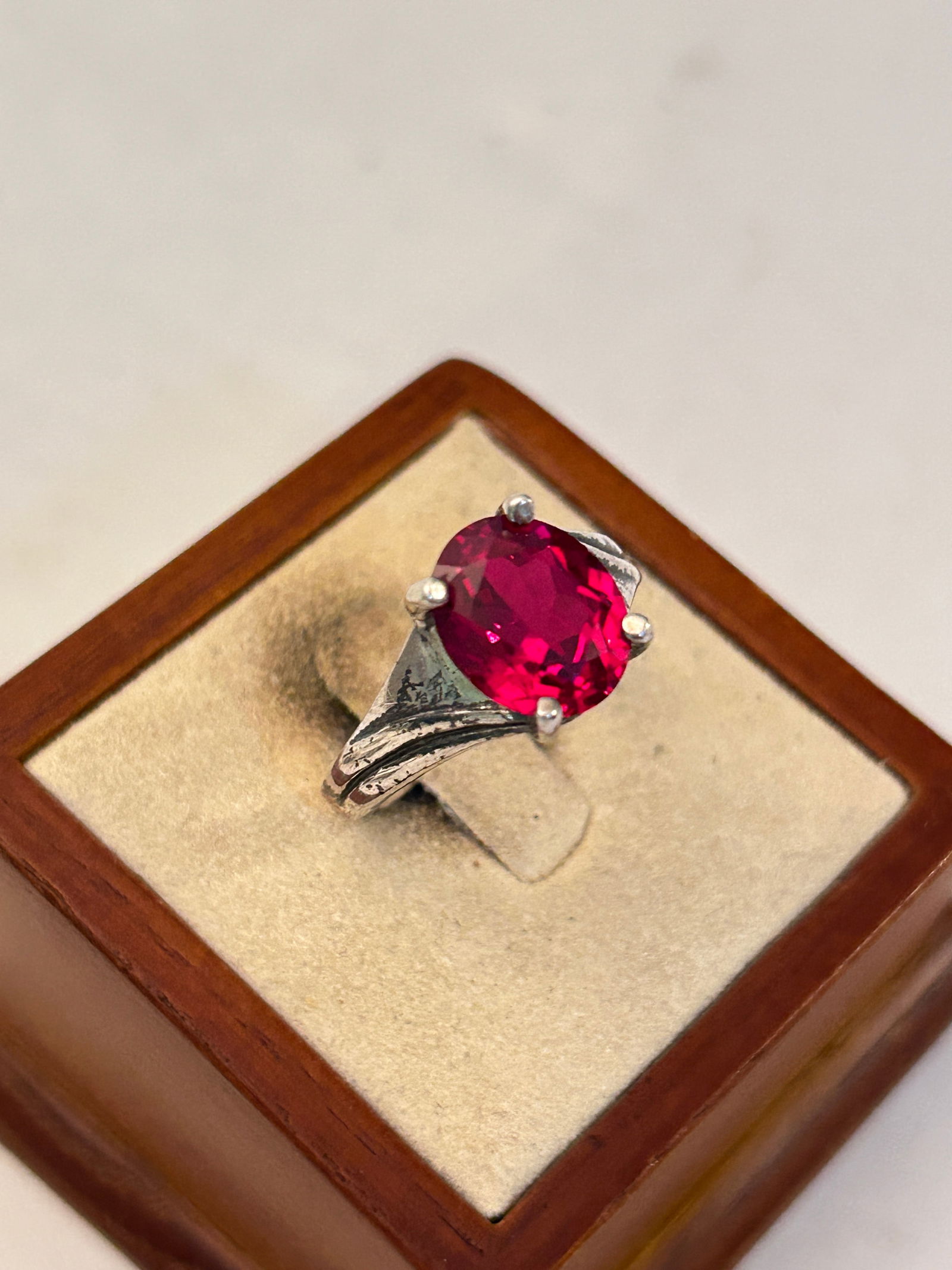 Kabana Sterling Silver 925 Test Red Ruby Ring Sz 10 (1 of 5)