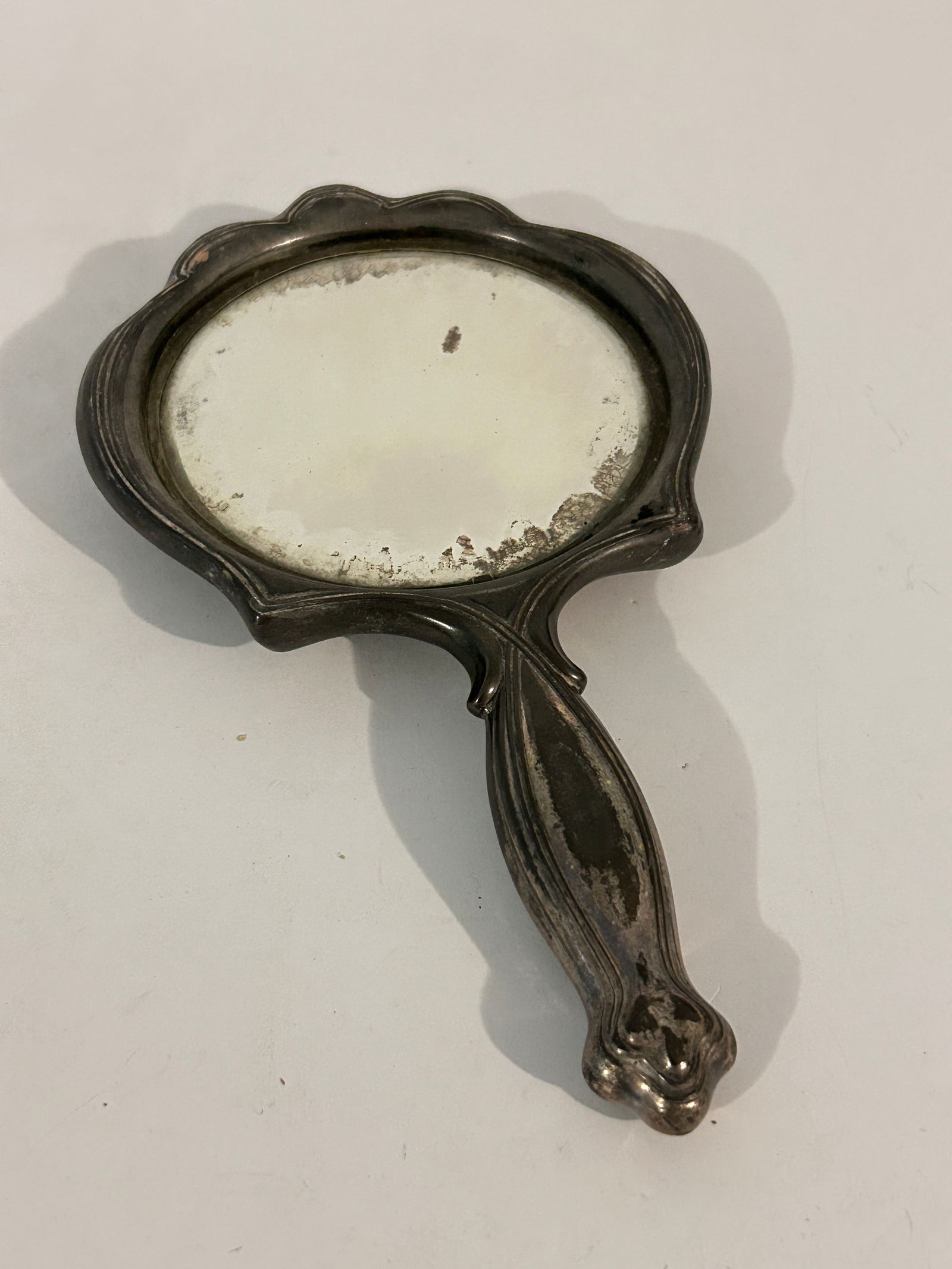 Antique Mirror Early 1900's Handheld Vanity Floral check back for defect (1 of 4)