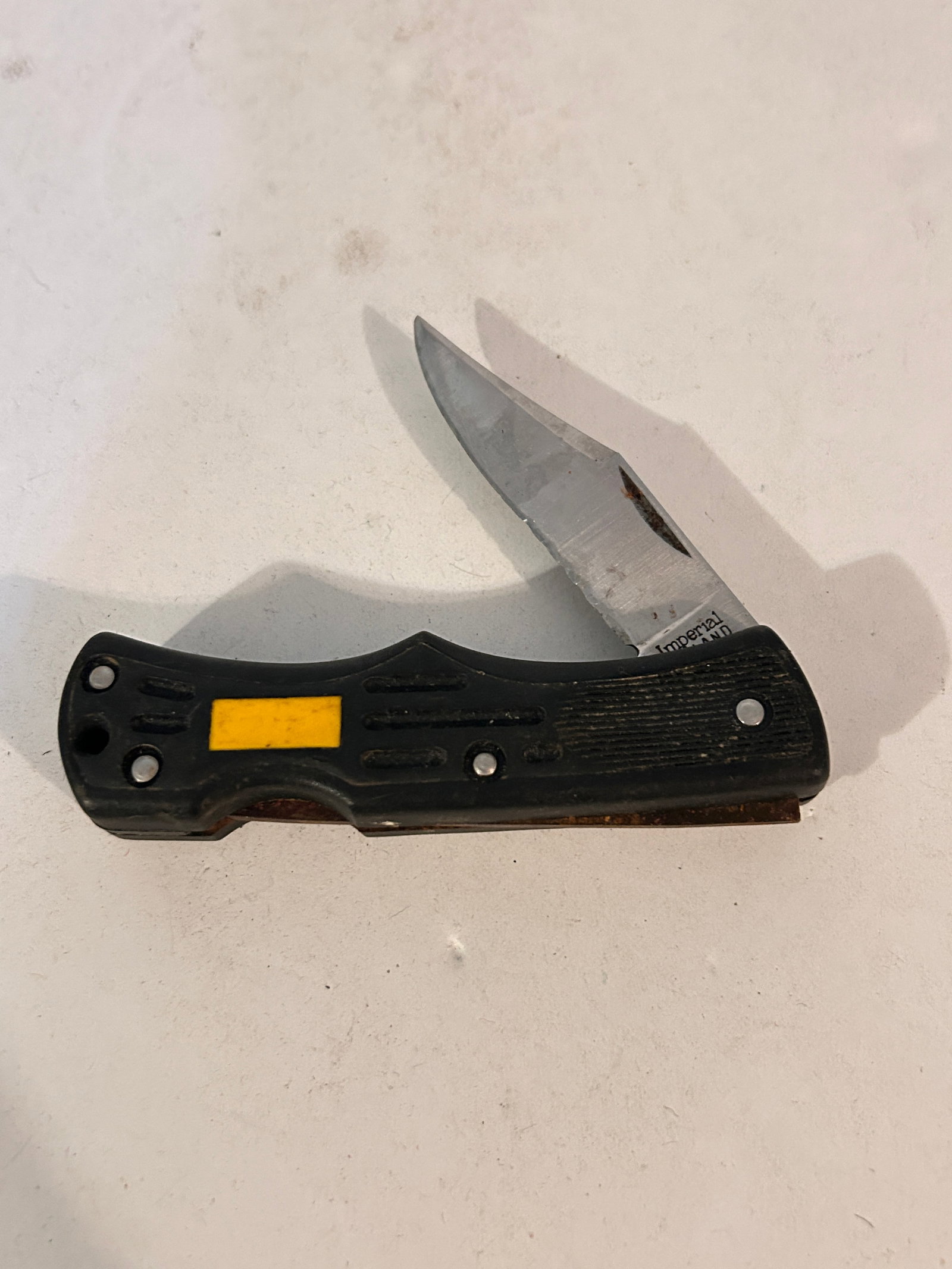 Vintage Imperial Ireland 6?? Pocket Knife Folding Lockback Single Serrated Blade: Vintage Imperial Ireland 6” Pocket Knife Folding Lockback Single Serrated Blade Please view all photos as they are part of the description and condition of this Item, Feel free to contact me wit