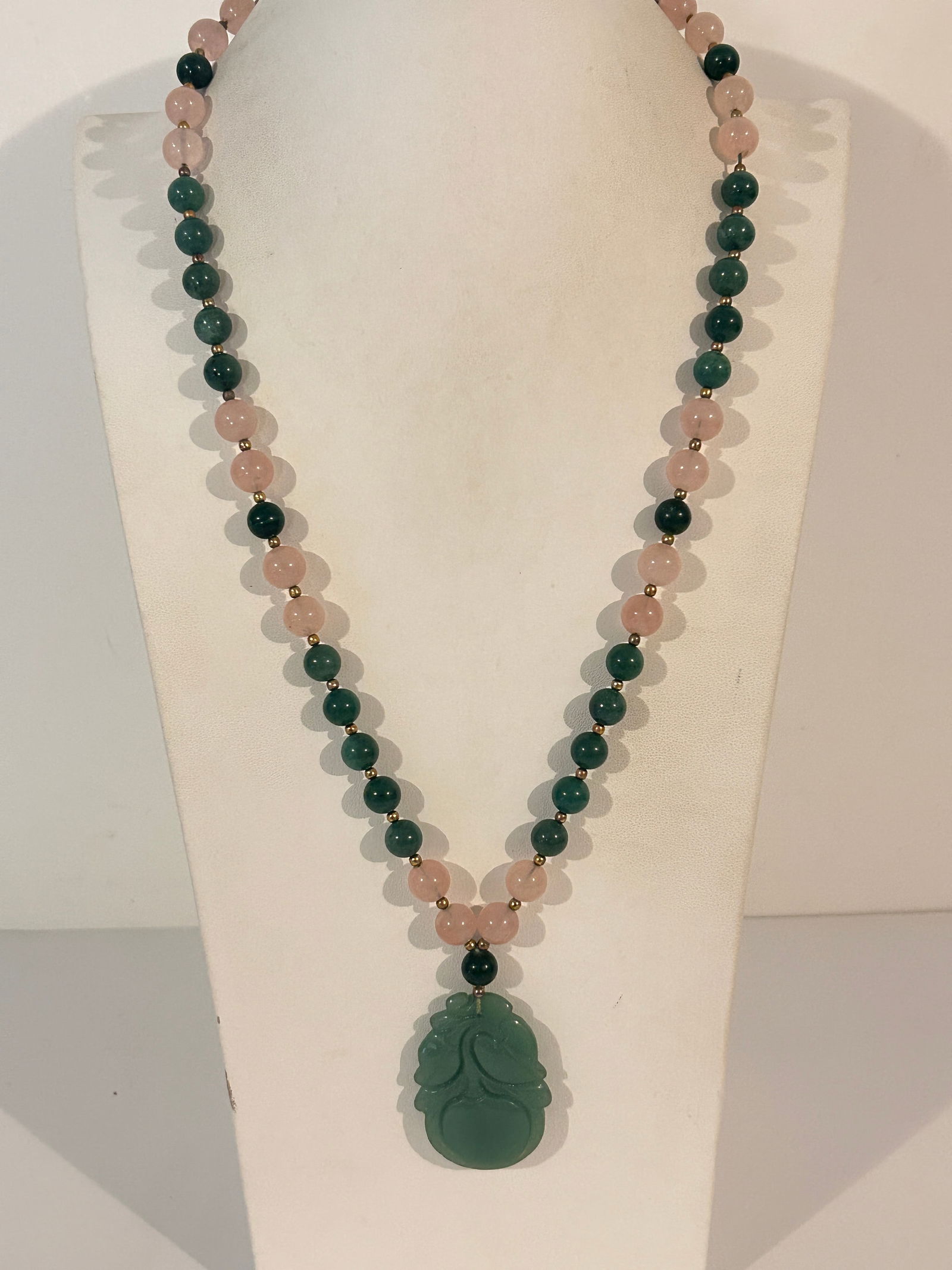 Vintage Tested Jade & Amethyst Pendant Necklace sz 27" (1 of 6)