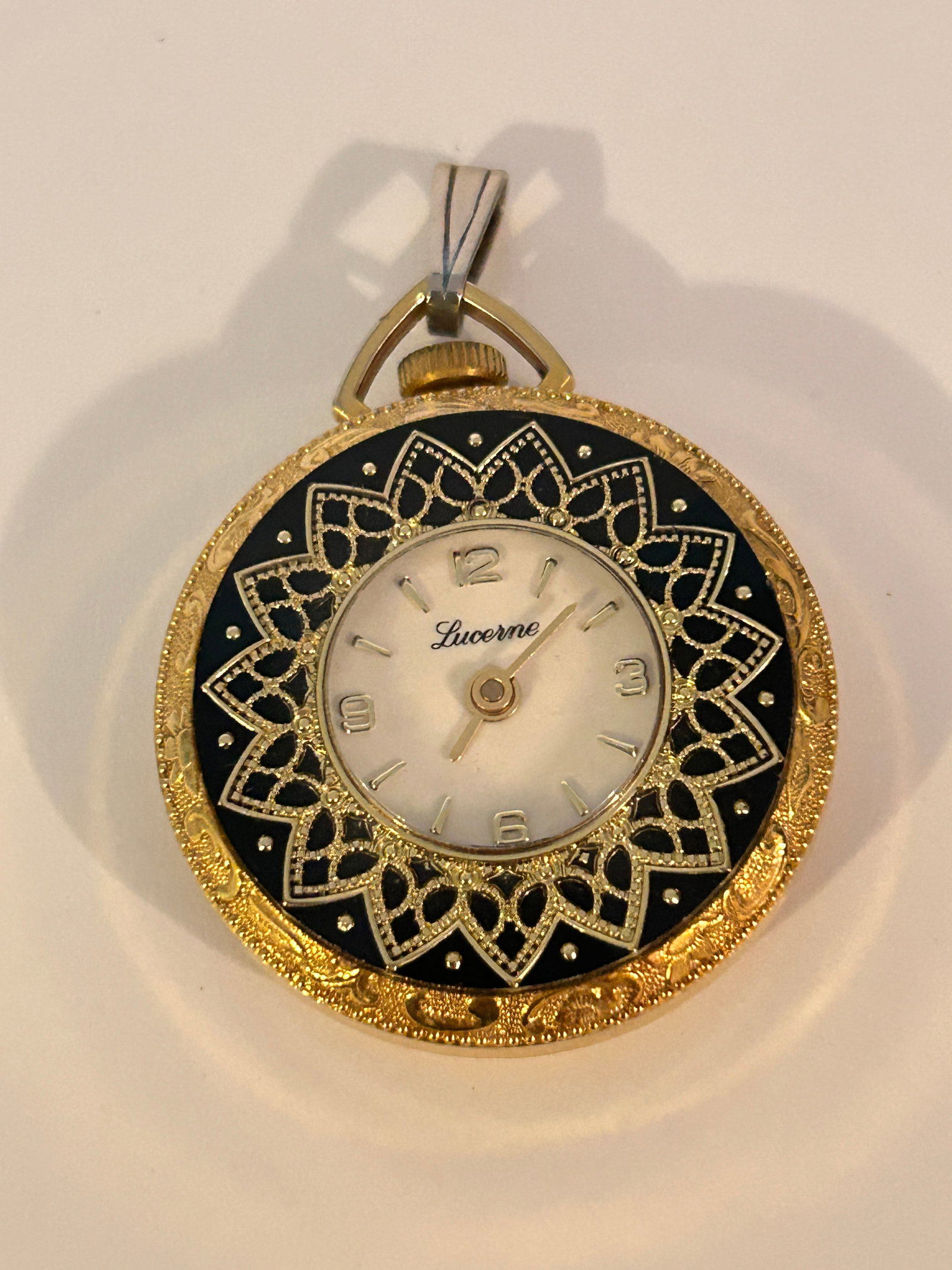 Vintage Lucerne Wind-up Gold Tone Pocket Pendant Watch working: Vintage Lucerne Wind-up Gold Tone Pocket Pendant Watch working Please view all photos as they are part of the description and condition of this Item, Feel free to contact me with questions or picture