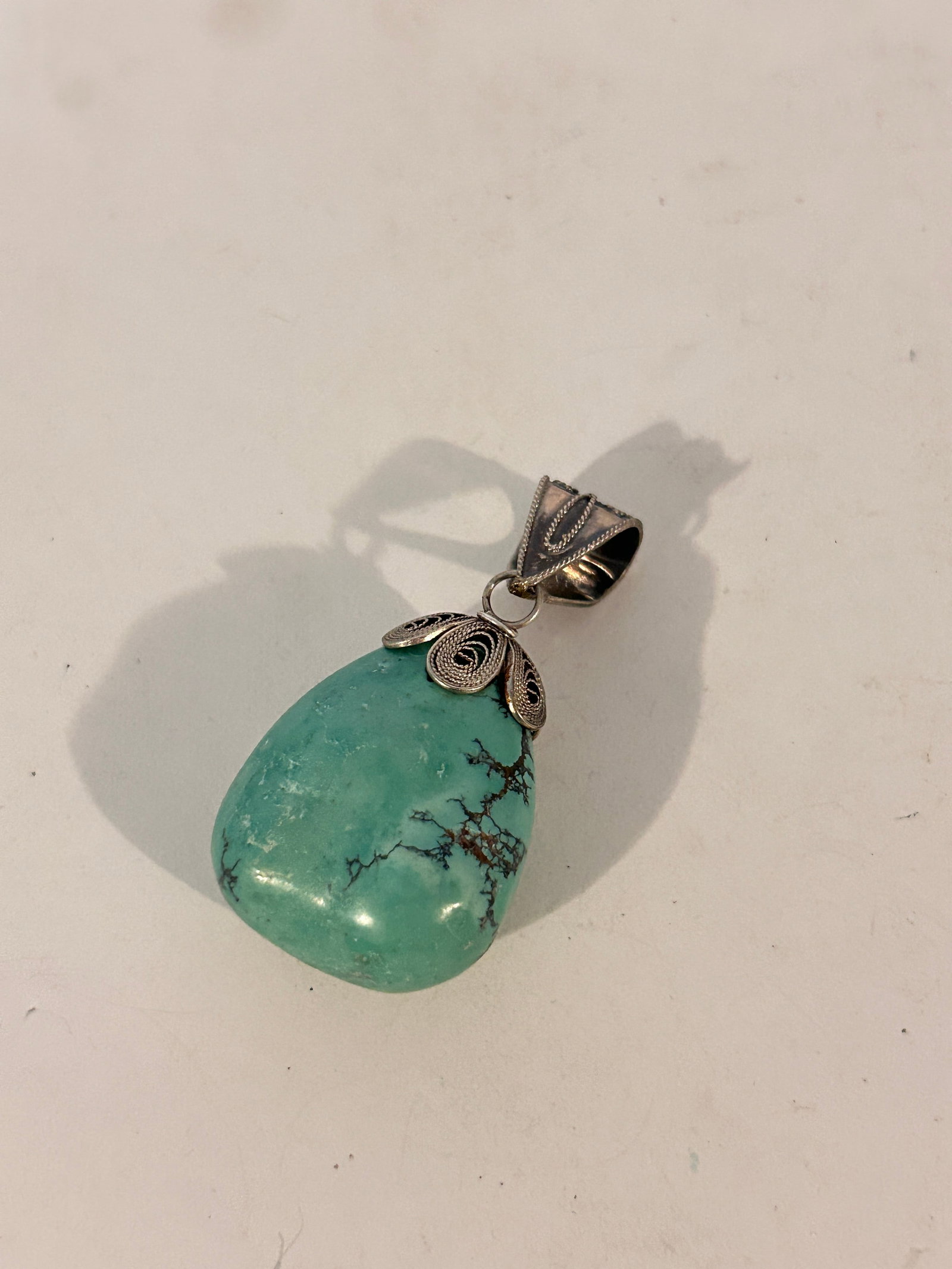 Vintage Sterling Silver Turquoise large Pendant: Vintage Sterling Silver Turquoise large Pendant Please view all photos as they are part of the description and condition of this Item, Feel free to contact me with questions or picture requests! Used