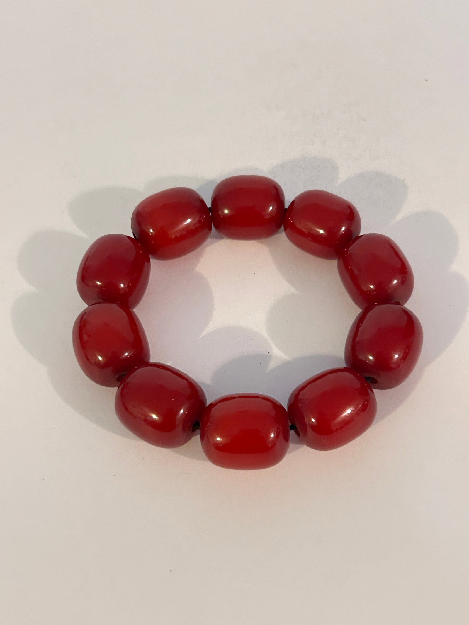 Vintage Cherry Bead Stretch Bracelet untested: Vintage Cherry Bead Stretch Bracelet untested Please view all photos as they are part of the description and condition of this Item, Feel free to contact me with questions or picture requests! Used It