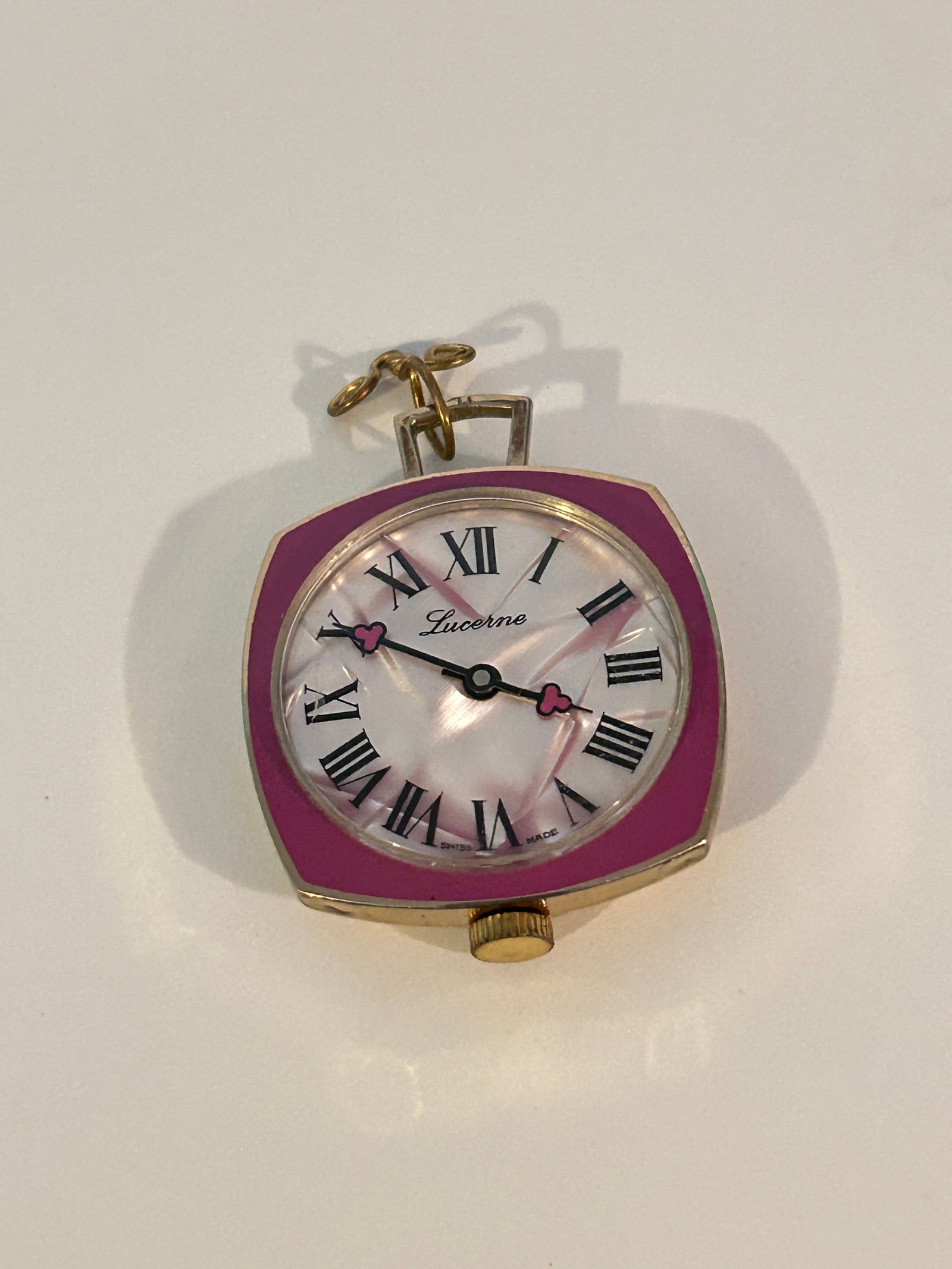 Vintage Lucerne Swiss Made Wind-up Analog Gold Tone Enamel Pocket Pendant Watch working: Vintage Lucerne Swiss Made Wind-up Analog Gold Tone Enamel Pocket Pendant Watch working Please view all photos as they are part of the description and condition of this Item, Feel free to contact me w
