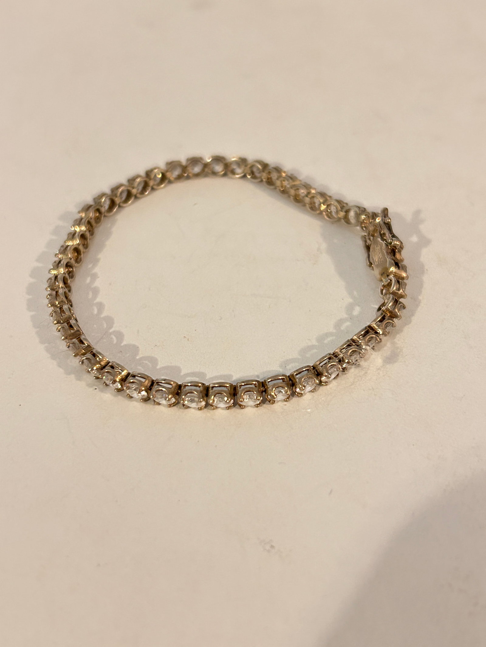 Vintage Sterling Silver rhinestone Bracelet 14 grams 8" (1 of 4)