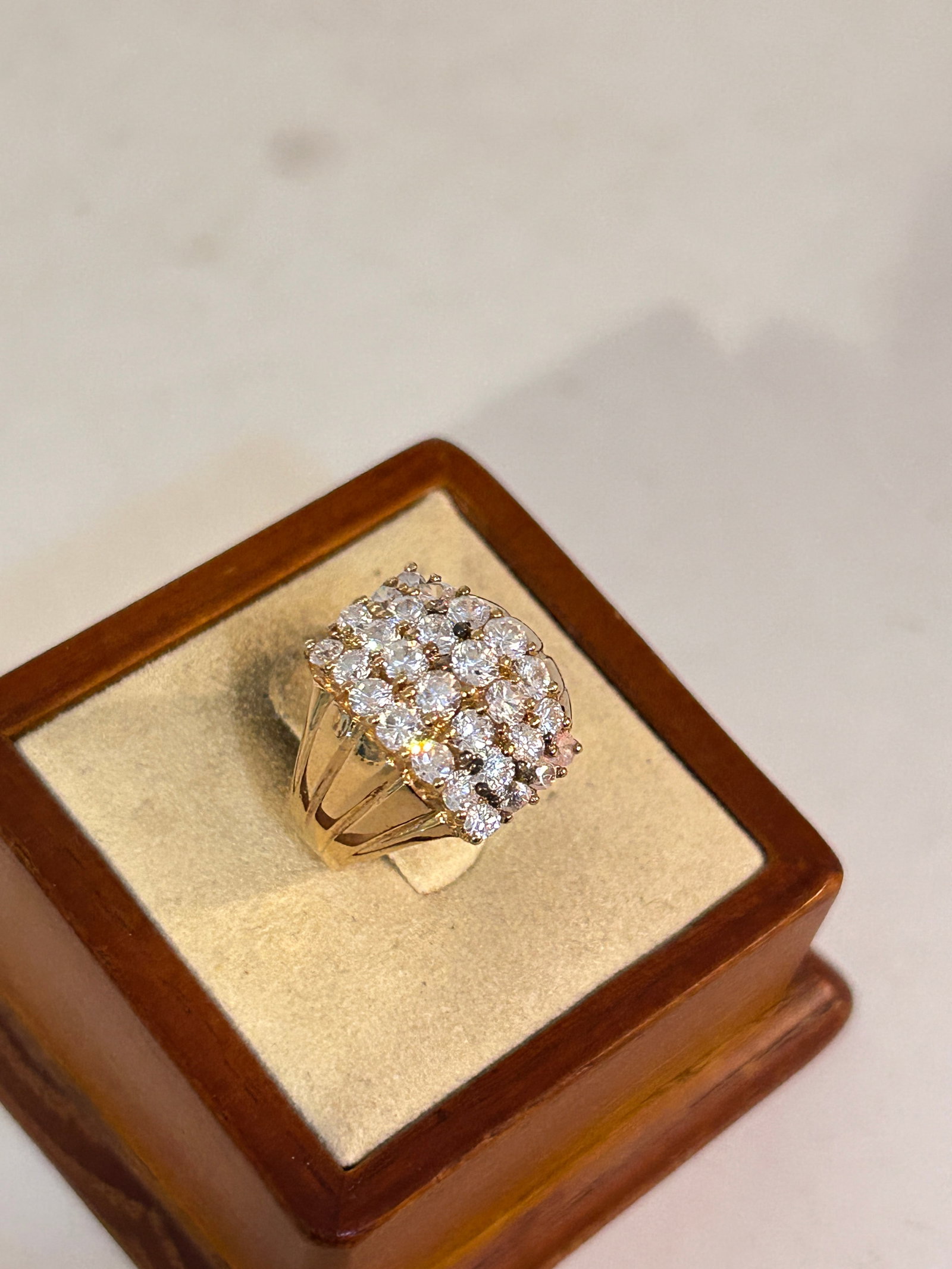 Vintage Sterling Vermeil CZ Ring Domed 4 Row Signed 925 JRC Ring Sz 7 (1 of 5)