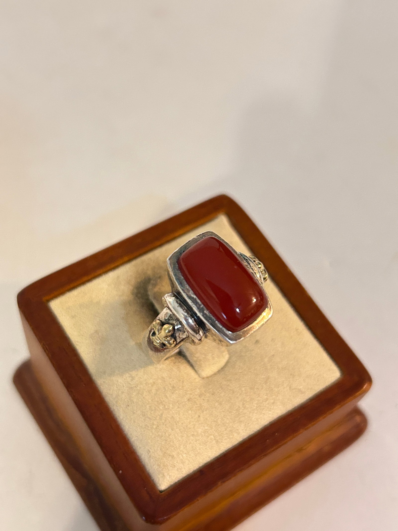Ann King 925 Sterling Silver 18k gold Fleur De Lis Carnelian Ring Sz 9 14 Grams (1 of 5)