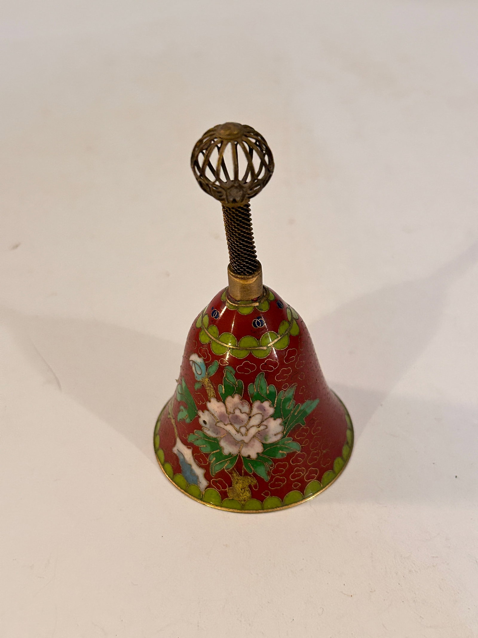 Vintage Cloisonne Hand Bell: Vintage Cloisonne Hand Bell Please view all photos as they are part of the description and condition of this Item, Feel free to contact me with questions or picture requests! Used Item AS IS