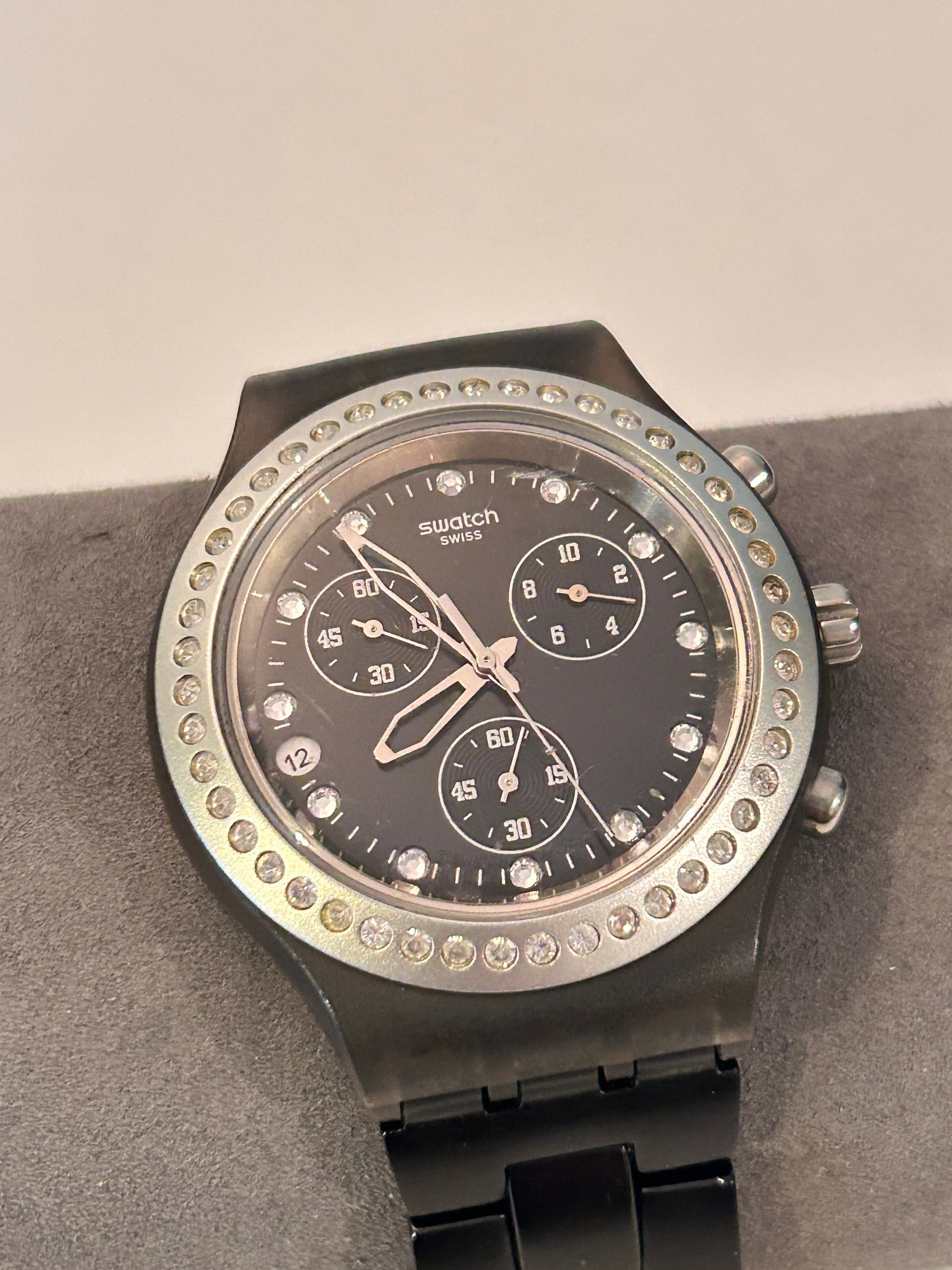 Swatch Full Blooded Chrono Black Dial Aluminum Quartz Watch WORKING (1 of 5)