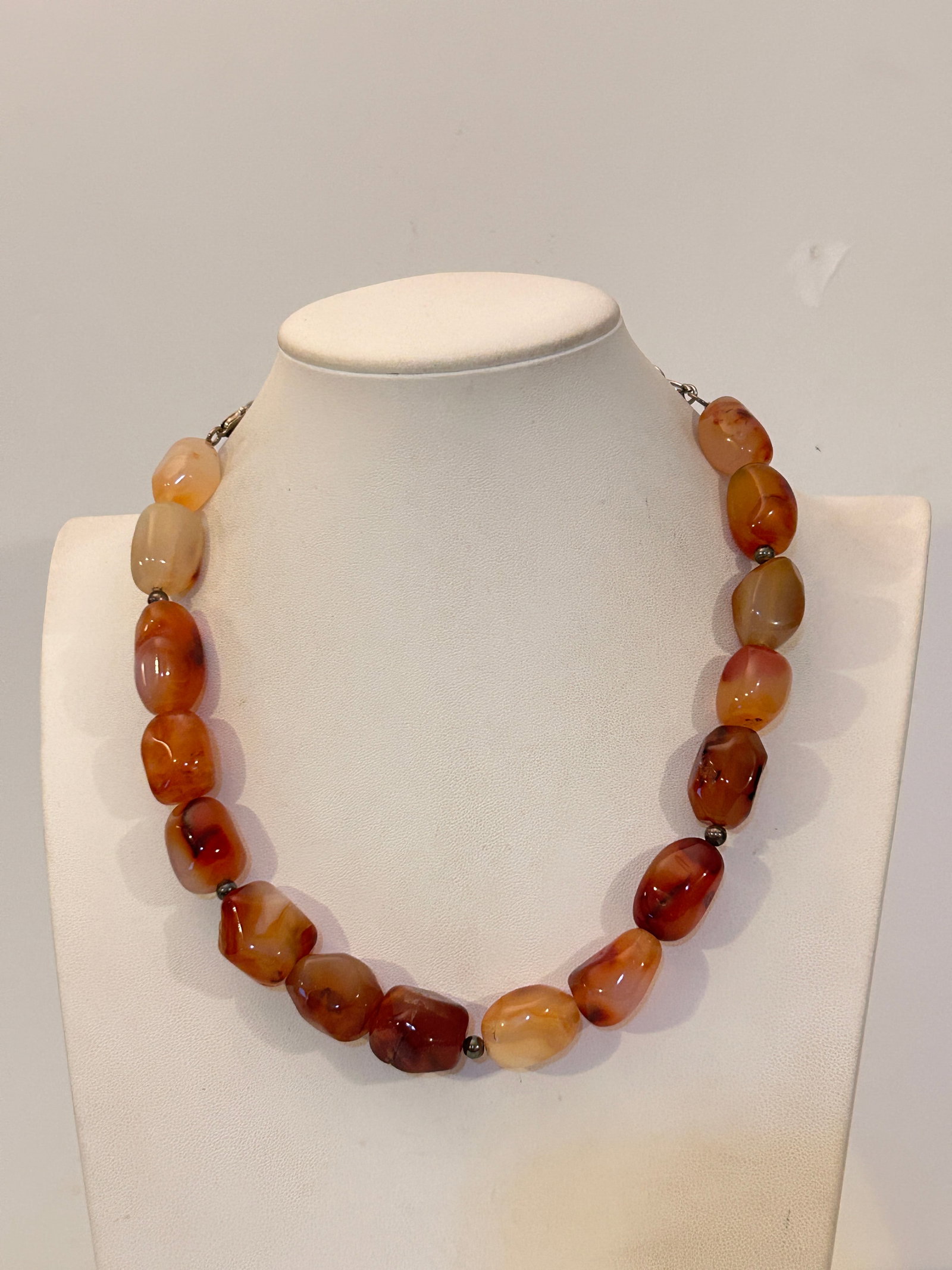 Vintage Sterling Silver Gemstone Necklace 19": Vintage Sterling Silver Gemstone Necklace 19" Please view all photos as they are part of the description and condition of this Item, Feel free to contact me with questions or picture requests! Used It