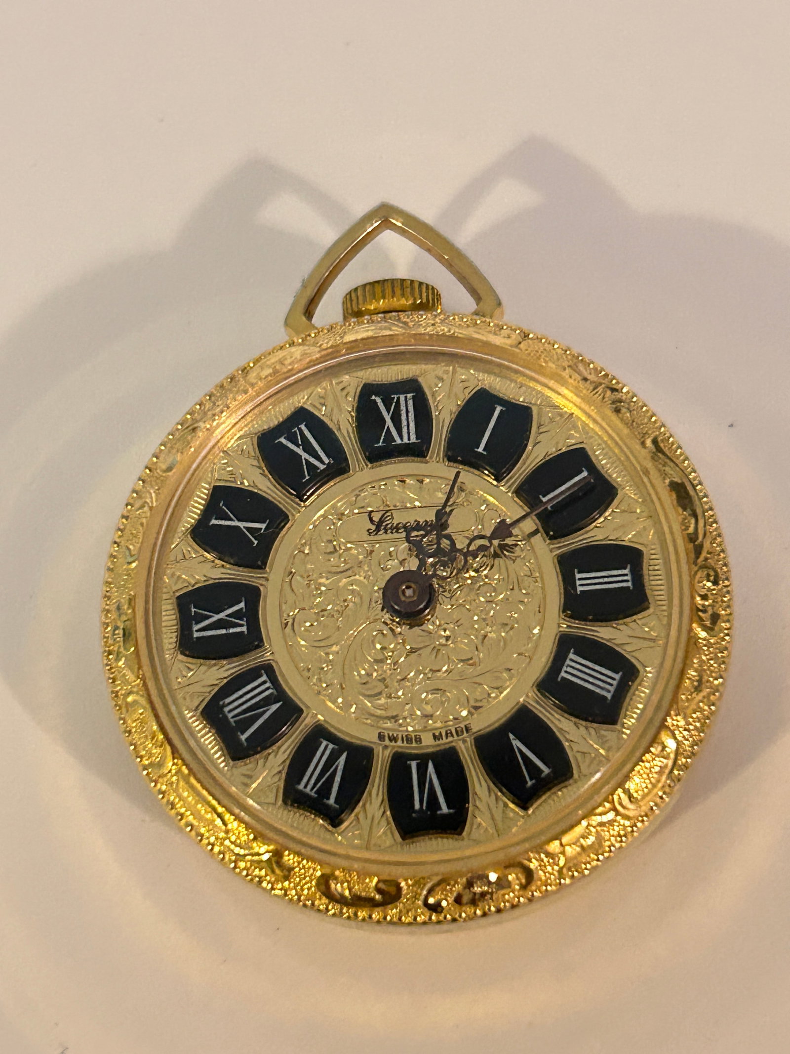 Vintage Lucerne Wind-up Gold Tone Pocket Pendant Watch working (1 of 4)